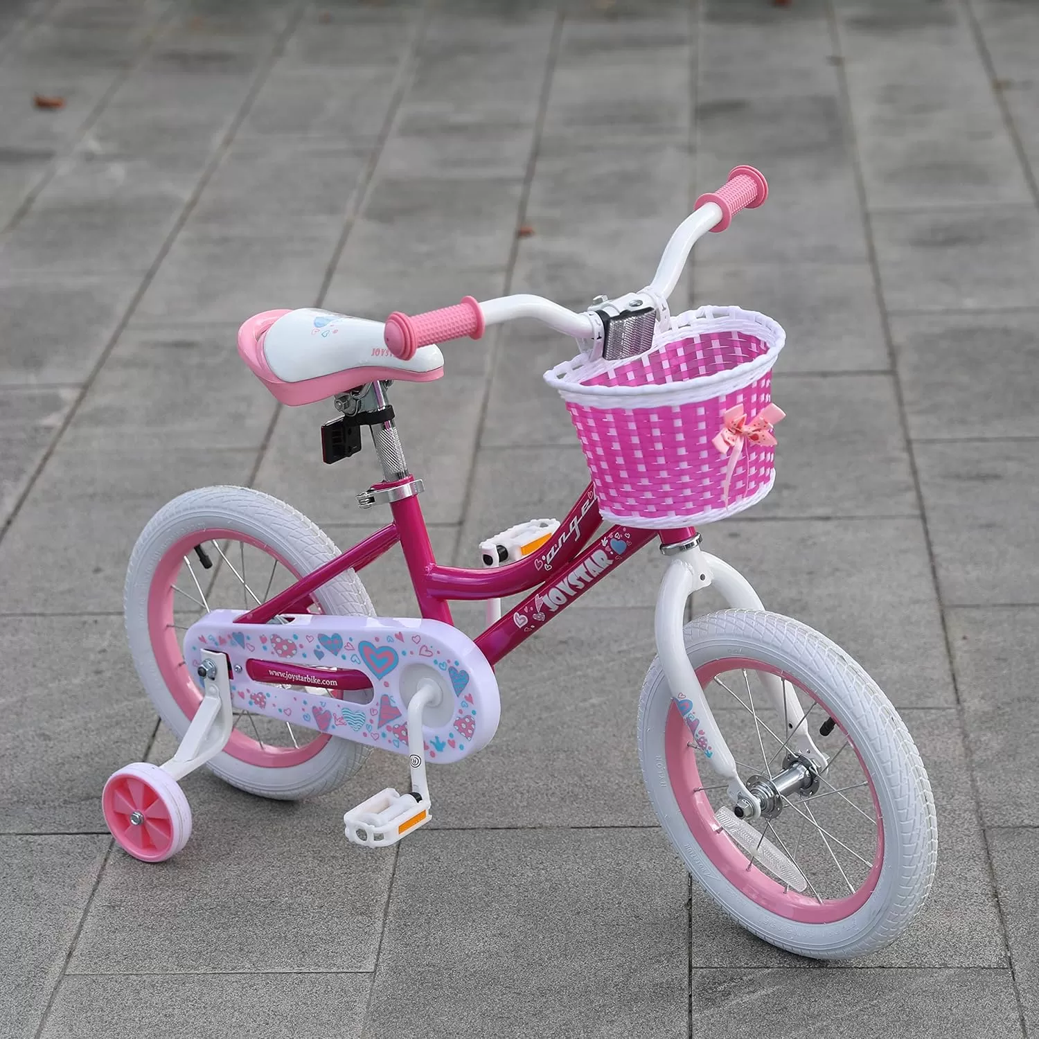 imageDRBIKE Kids Bike Basket for 12 14 16 inch Toddler Bike Replacement Girls Bike Basket with Flower or Bowknot Kids Bike AccessoriesPink