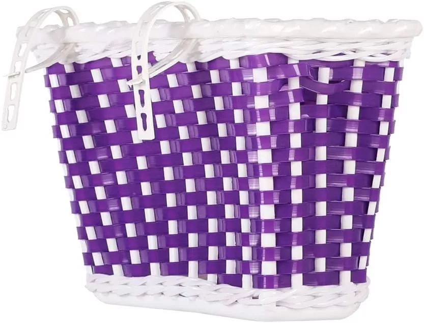 imageDRBIKE Kids Bike Basket for 12 14 16 inch Toddler Bike Replacement Girls Bike Basket with Flower or Bowknot Kids Bike AccessoriesPurple