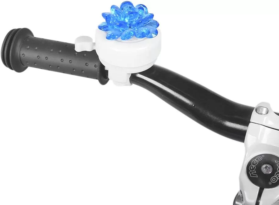 imageDRBIKE Kids Bike Bell for Girls Replacement Bicycle Handlebar Bell with Plastic Flower Cute Bike Safe Cycling Ring Horn Kids Bike AccessoriesCrystal Blue