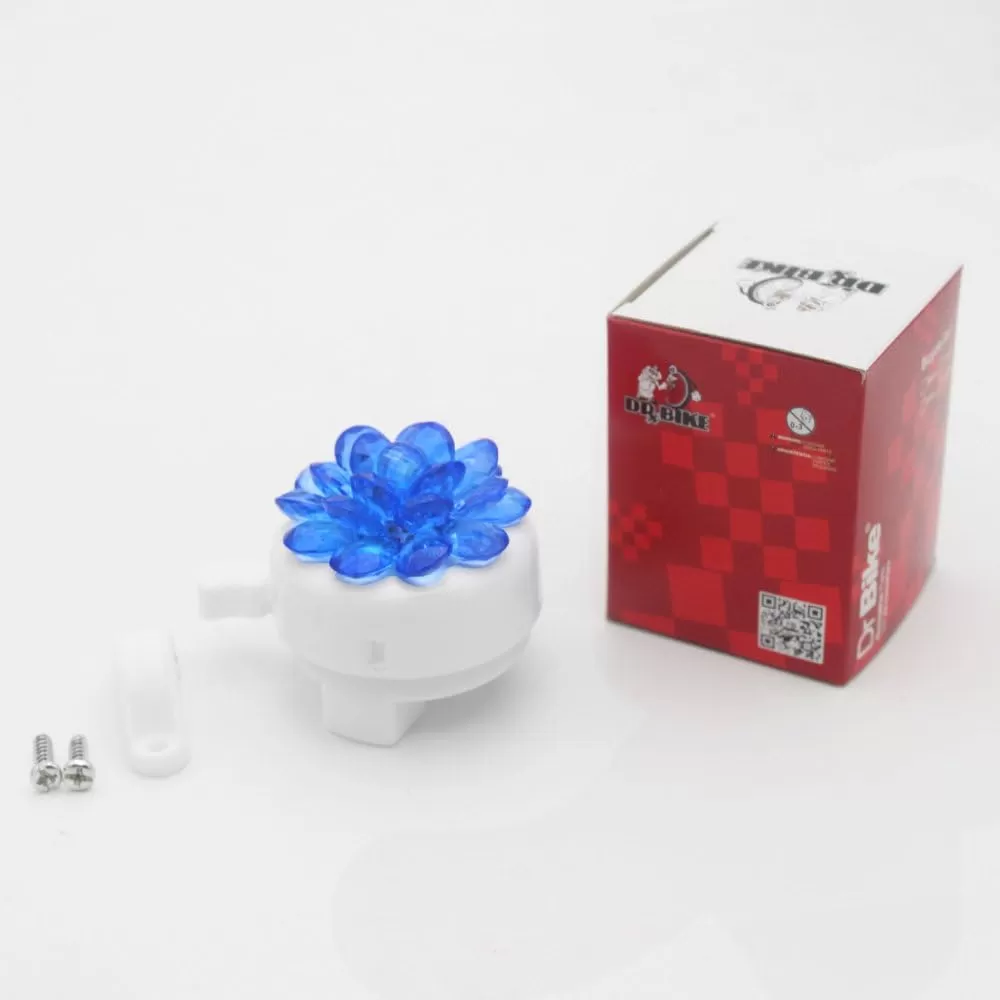 imageDRBIKE Kids Bike Bell for Girls Replacement Bicycle Handlebar Bell with Plastic Flower Cute Bike Safe Cycling Ring Horn Kids Bike AccessoriesCrystal Blue