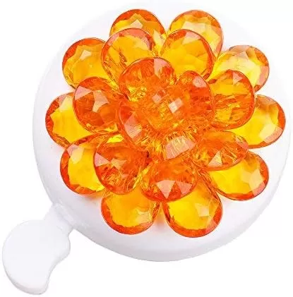 imageDRBIKE Kids Bike Bell for Girls Replacement Bicycle Handlebar Bell with Plastic Flower Cute Bike Safe Cycling Ring Horn Kids Bike AccessoriesCrystal Orange