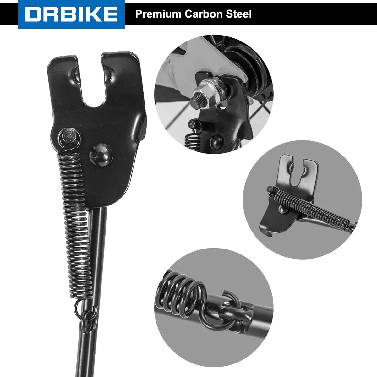 imageDRBIKE Kids Bike Kickstand for 14 16 18 20 Inch Kids Bike SingleSide Stand Rear Mount for Kids Bicycle Carbon Steel BlackFits for 14inch Kids Bike