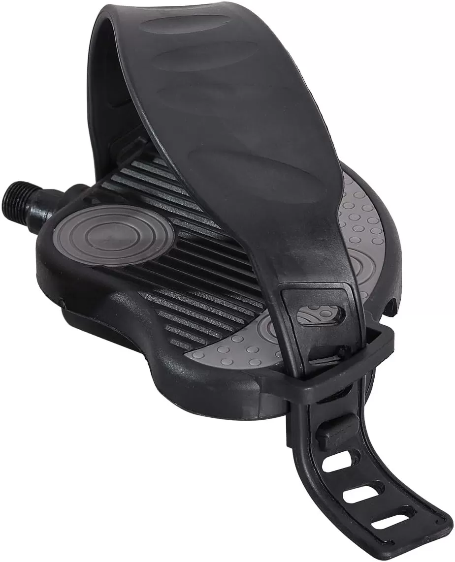 imageDRBIKE Replacement Bike Pedals with Straps for Indoor Stationary Bike Spin Bike Recumbent Exerciser Bicycle Black 1 Pair916 Inch Thread