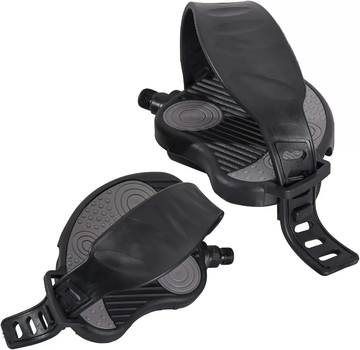 imageDRBIKE Replacement Bike Pedals with Straps for Indoor Stationary Bike Spin Bike Recumbent Exerciser Bicycle Black 1 Pair916 Inch Thread