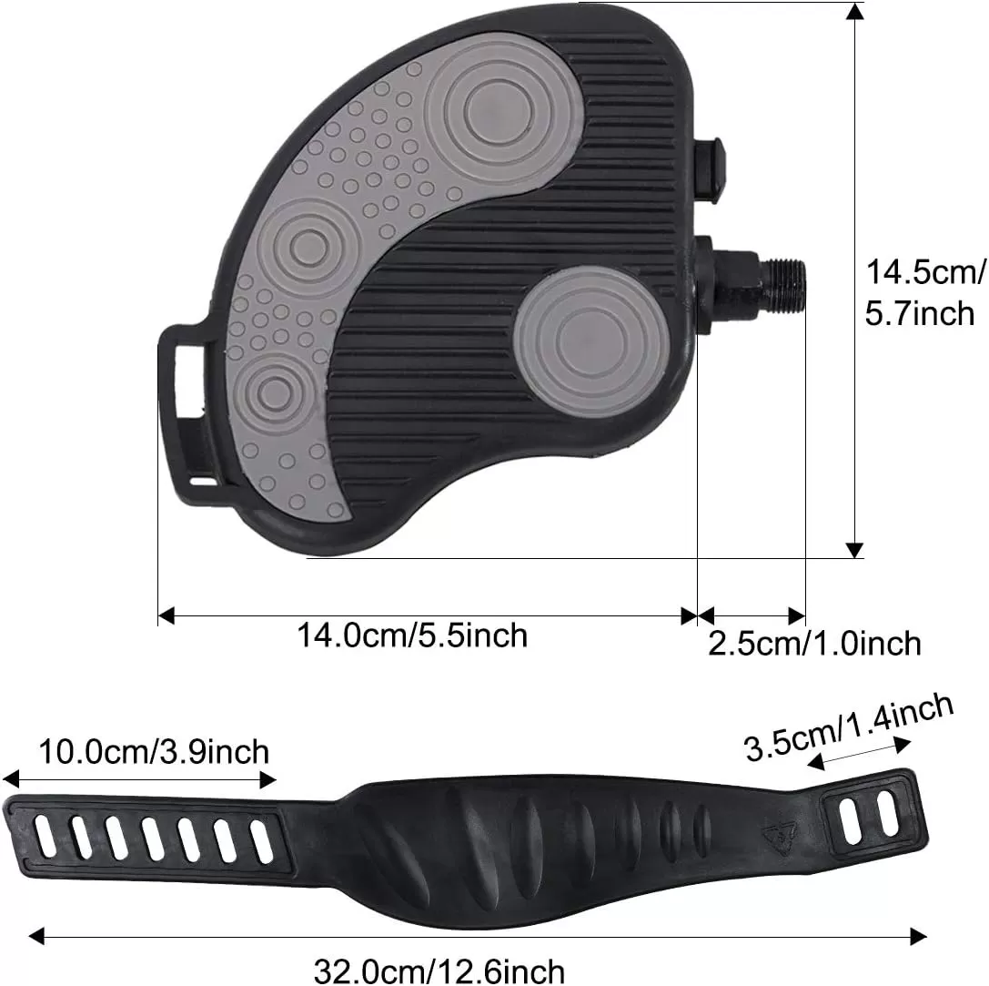 imageDRBIKE Replacement Bike Pedals with Straps for Indoor Stationary Bike Spin Bike Recumbent Exerciser Bicycle Black 1 Pair916 Inch Thread