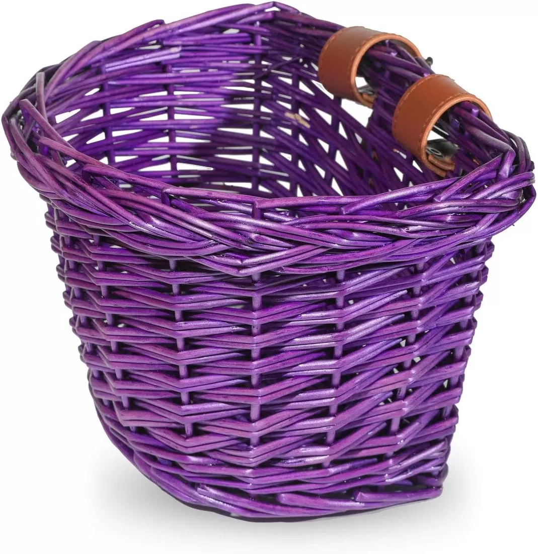 imageDRBIKE Wicker Kids Bike Basket for 1218 Inch Kids Bike Balance Bike Scooter Kids Bicycle Front Handlebar Wicker Baskets Kids Bike AccessoriesPurple Basket Fits for 1216 Inch Bike