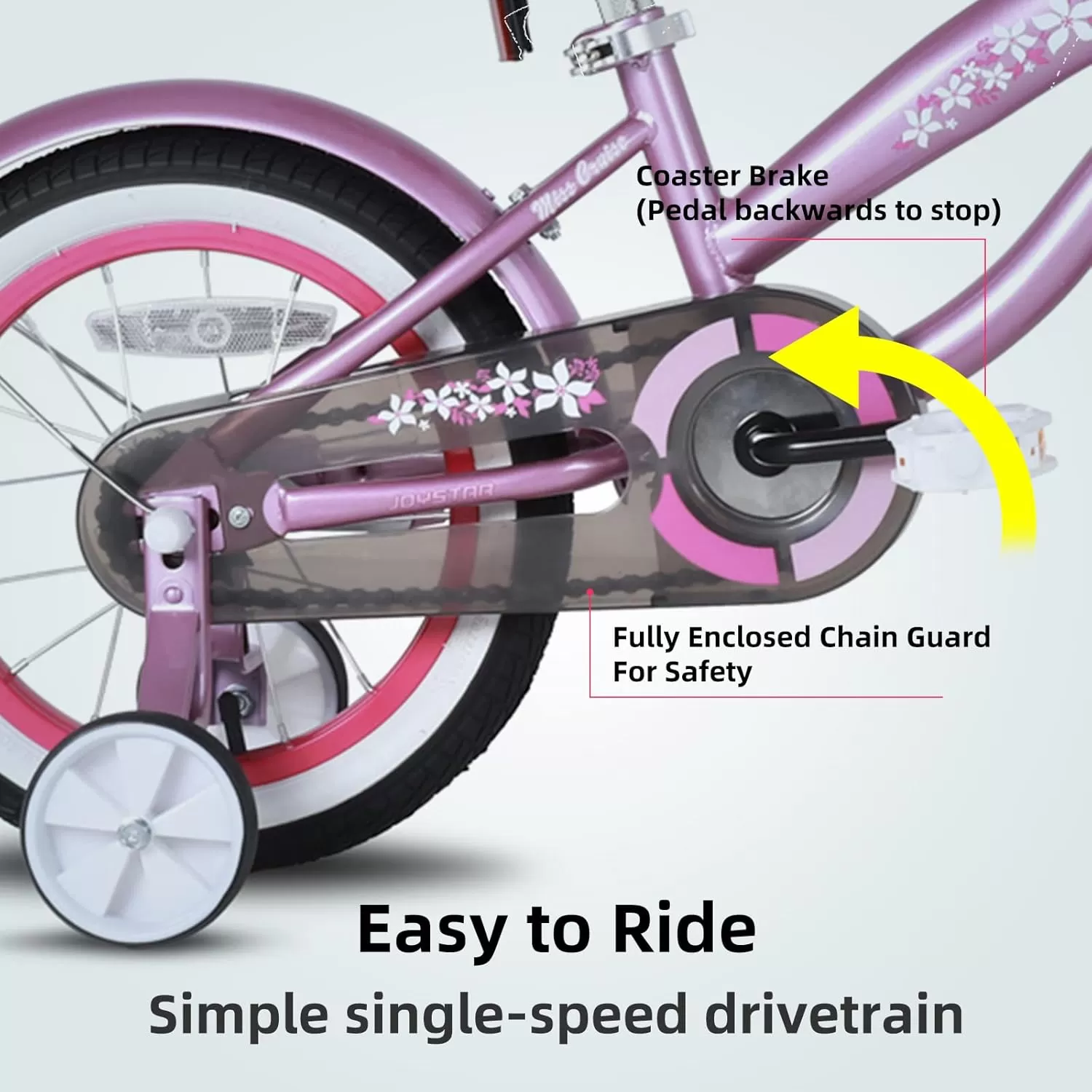 imageJOYSTAR 12 14 16 Inch Kids Cruiser Bike for Ages 27 Years Old Girls ampamp Boys Kids Bike with Training Wheels ampamp Coaster Brake Kids Cruiser Bicycles for ChildrenPink