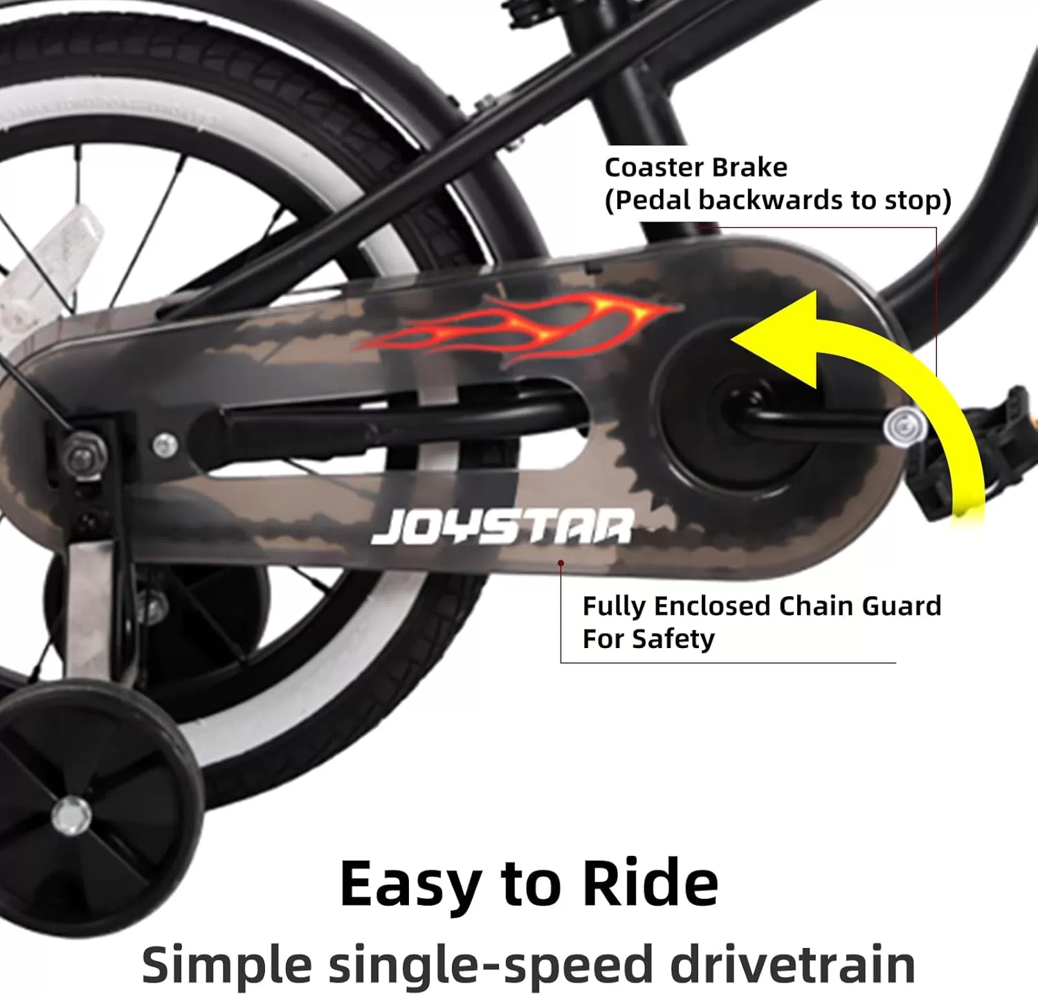 imageJOYSTAR 12 14 16 Inch Kids Cruiser Bike for Ages 27 Years Old Girls ampamp Boys Kids Bike with Training Wheels ampamp Coaster Brake Kids Cruiser Bicycles for ChildrenBlack