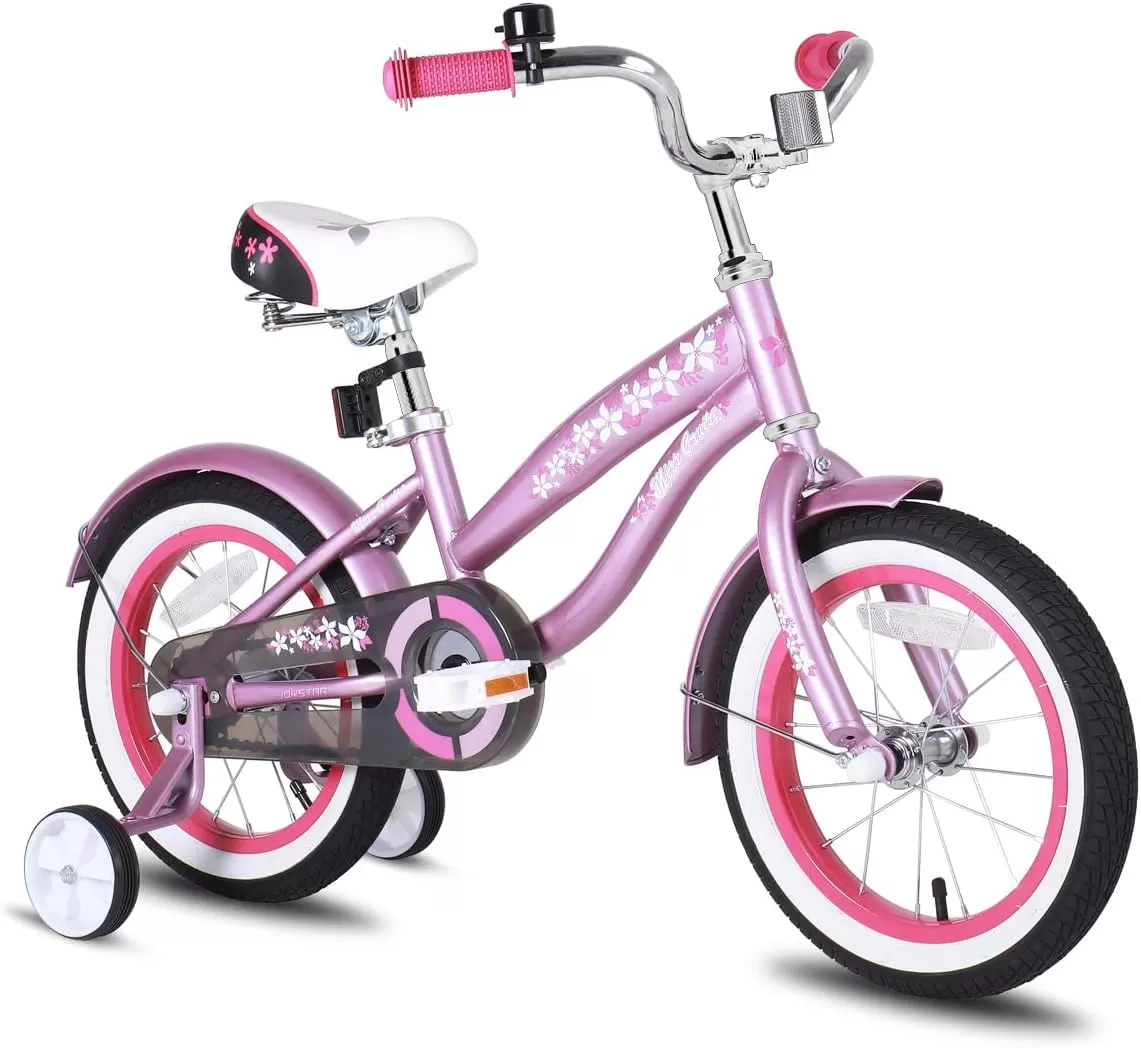 imageJOYSTAR 12 14 16 Inch Kids Cruiser Bike for Ages 27 Years Old Girls ampamp Boys Kids Bike with Training Wheels ampamp Coaster Brake Kids Cruiser Bicycles for ChildrenPink