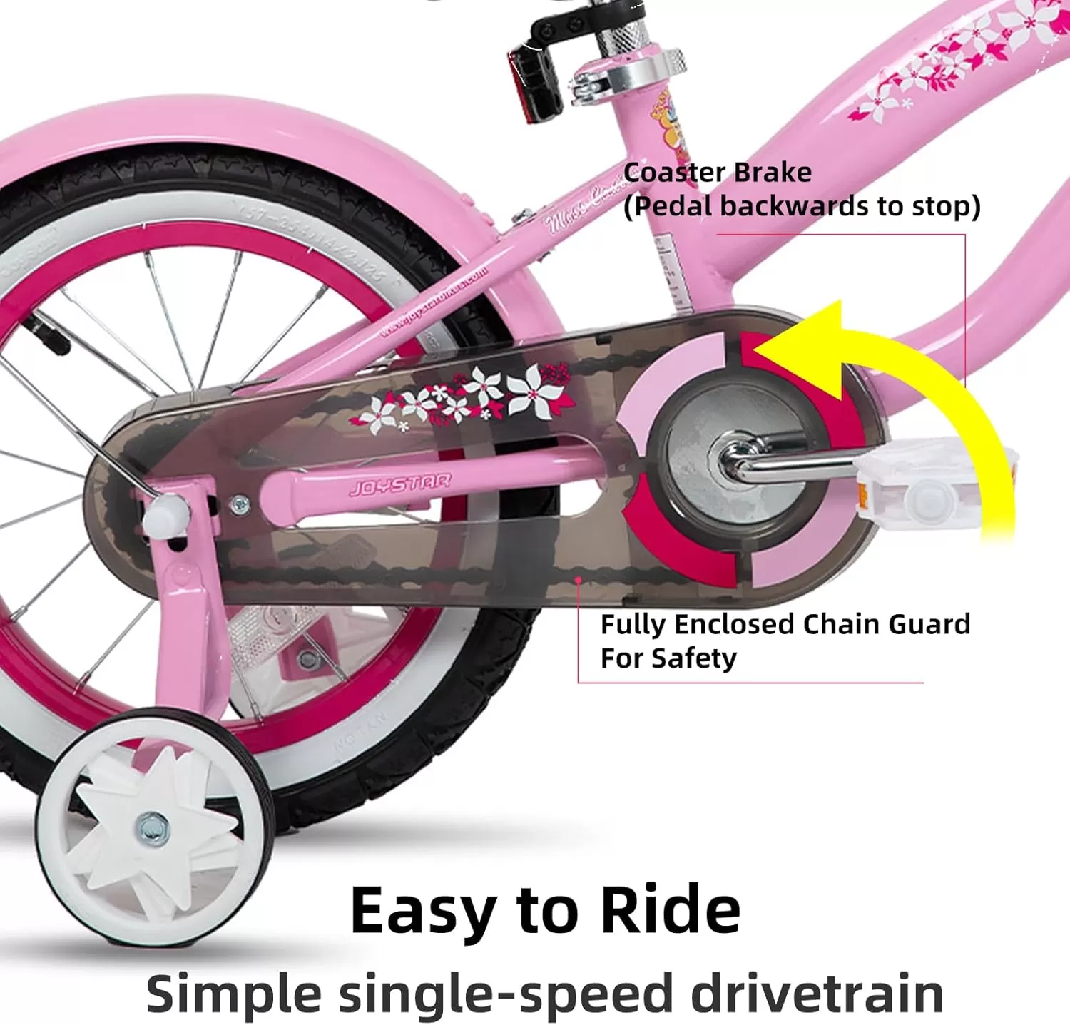 imageJOYSTAR 12 14 16 Inch Kids Cruiser Bike for Ages 27 Years Old Girls ampamp Boys Kids Bike with Training Wheels ampamp Coaster Brake Kids Cruiser Bicycles for ChildrenLight Pink