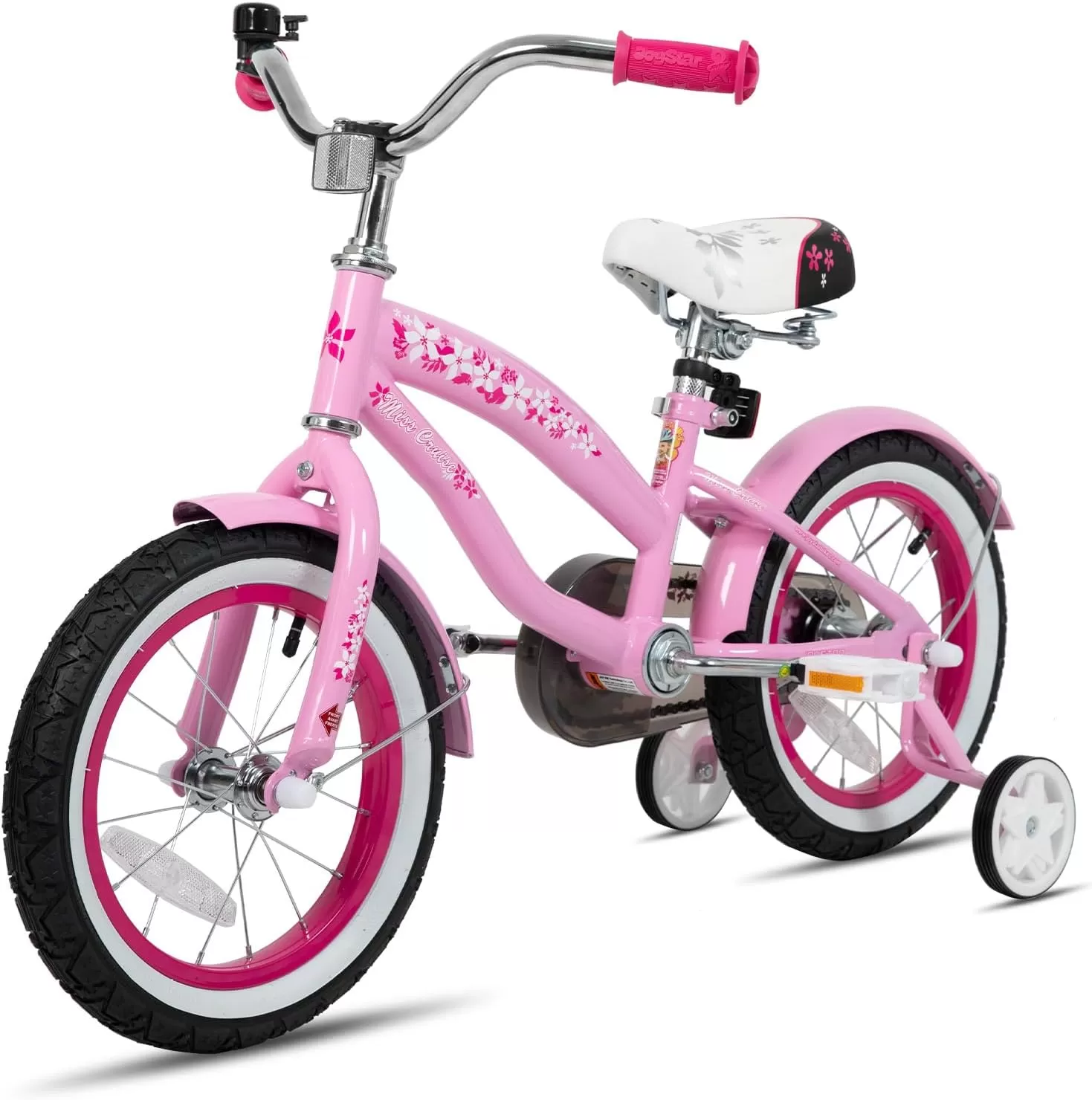 imageJOYSTAR 12 14 16 Inch Kids Cruiser Bike for Ages 27 Years Old Girls ampamp Boys Kids Bike with Training Wheels ampamp Coaster Brake Kids Cruiser Bicycles for ChildrenLight Pink