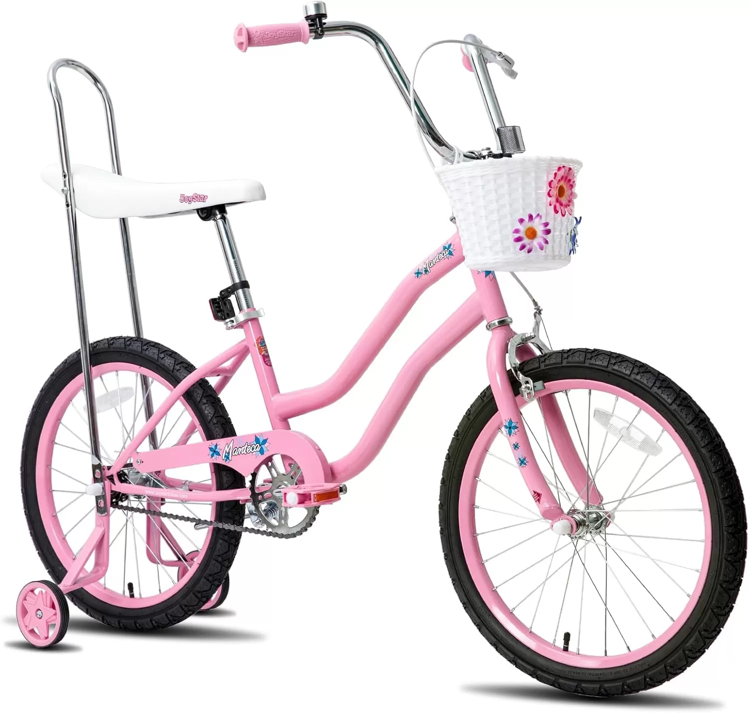 imageJOYSTAR 20 Inch Girls Bike with Training Wheels Banana Seat Bike for Girls Ages 712 Years Old Kids Girls Bicycle with Front Handbrake and Coaster Brakes Kickstand IncludedPink