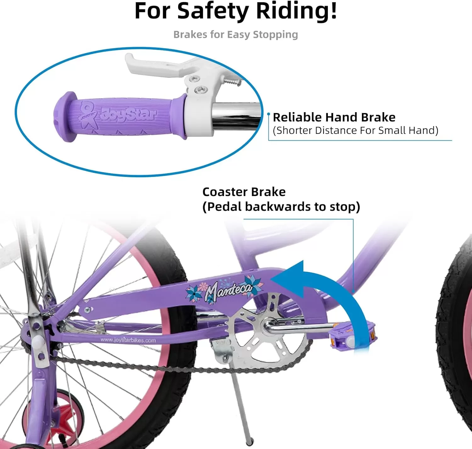 imageJOYSTAR 20 Inch Girls Bike with Training Wheels Banana Seat Bike for Girls Ages 712 Years Old Kids Girls Bicycle with Front Handbrake and Coaster Brakes Kickstand IncludedPurple