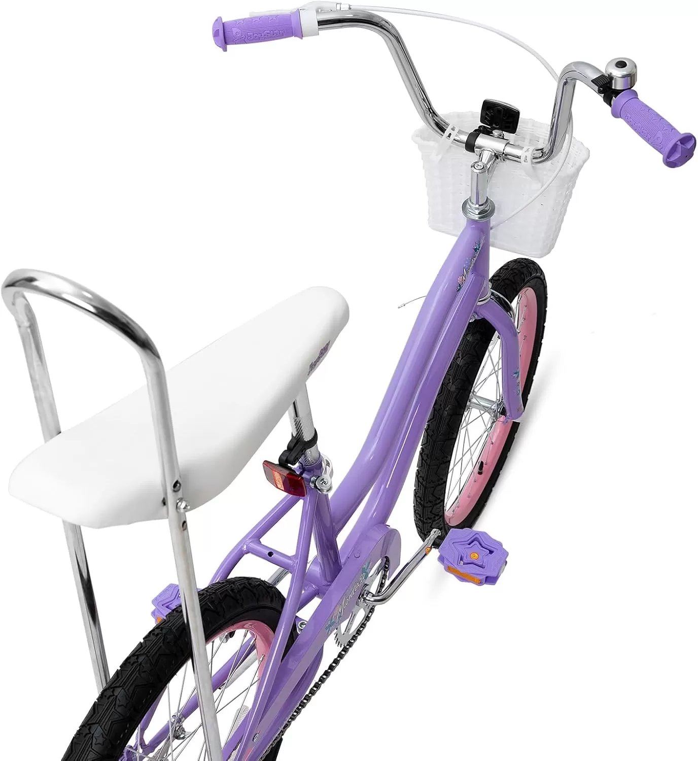 imageJOYSTAR 20 Inch Girls Bike with Training Wheels Banana Seat Bike for Girls Ages 712 Years Old Kids Girls Bicycle with Front Handbrake and Coaster Brakes Kickstand IncludedPurple