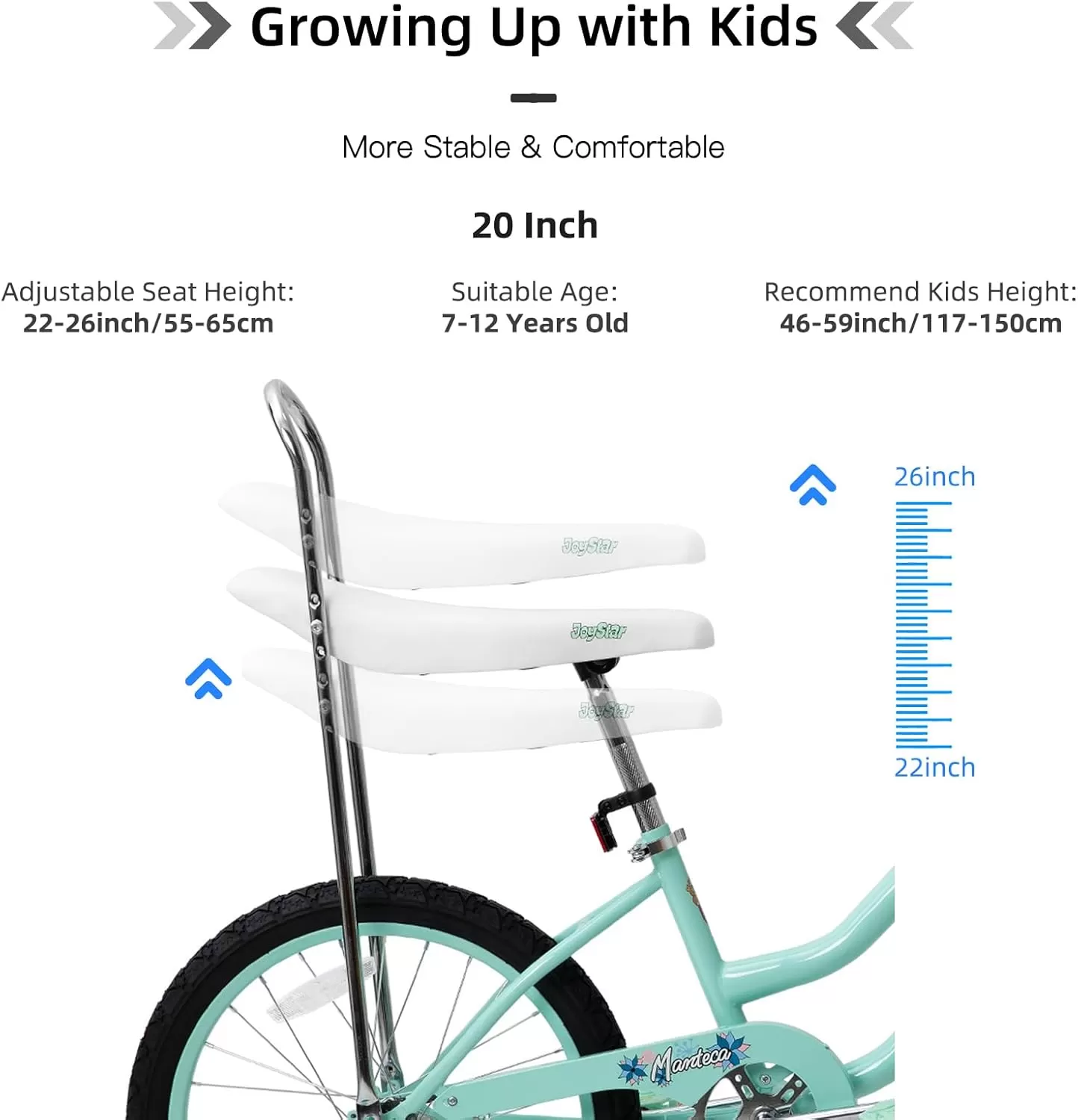imageJOYSTAR 20 Inch Girls Bike with Training Wheels Banana Seat Bike for Girls Ages 712 Years Old Kids Girls Bicycle with Front Handbrake and Coaster Brakes Kickstand IncludedGreen
