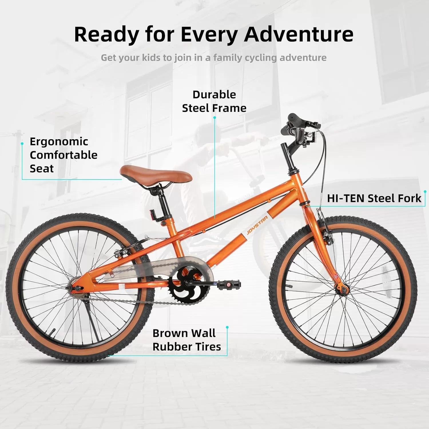 imageJOYSTAR 20 Inch Kids Bike for Age 710 Years 20 Inch Freestyle BMX Bike for Kids and Beginner Level Rider Kids BicycleOrange