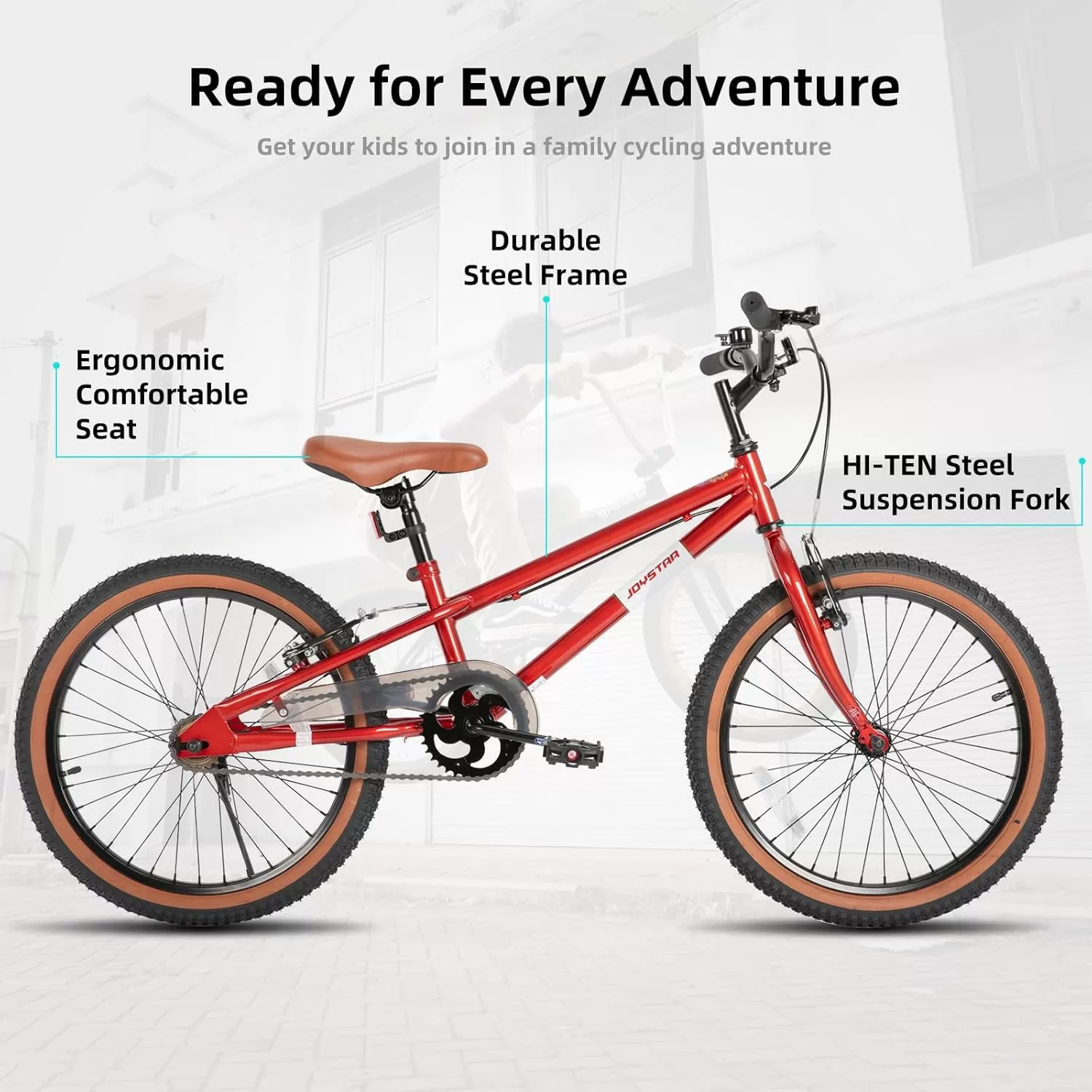 imageJOYSTAR 20 Inch Kids Bike for Age 710 Years 20 Inch Freestyle BMX Bike for Kids and Beginner Level Rider Kids BicycleRed