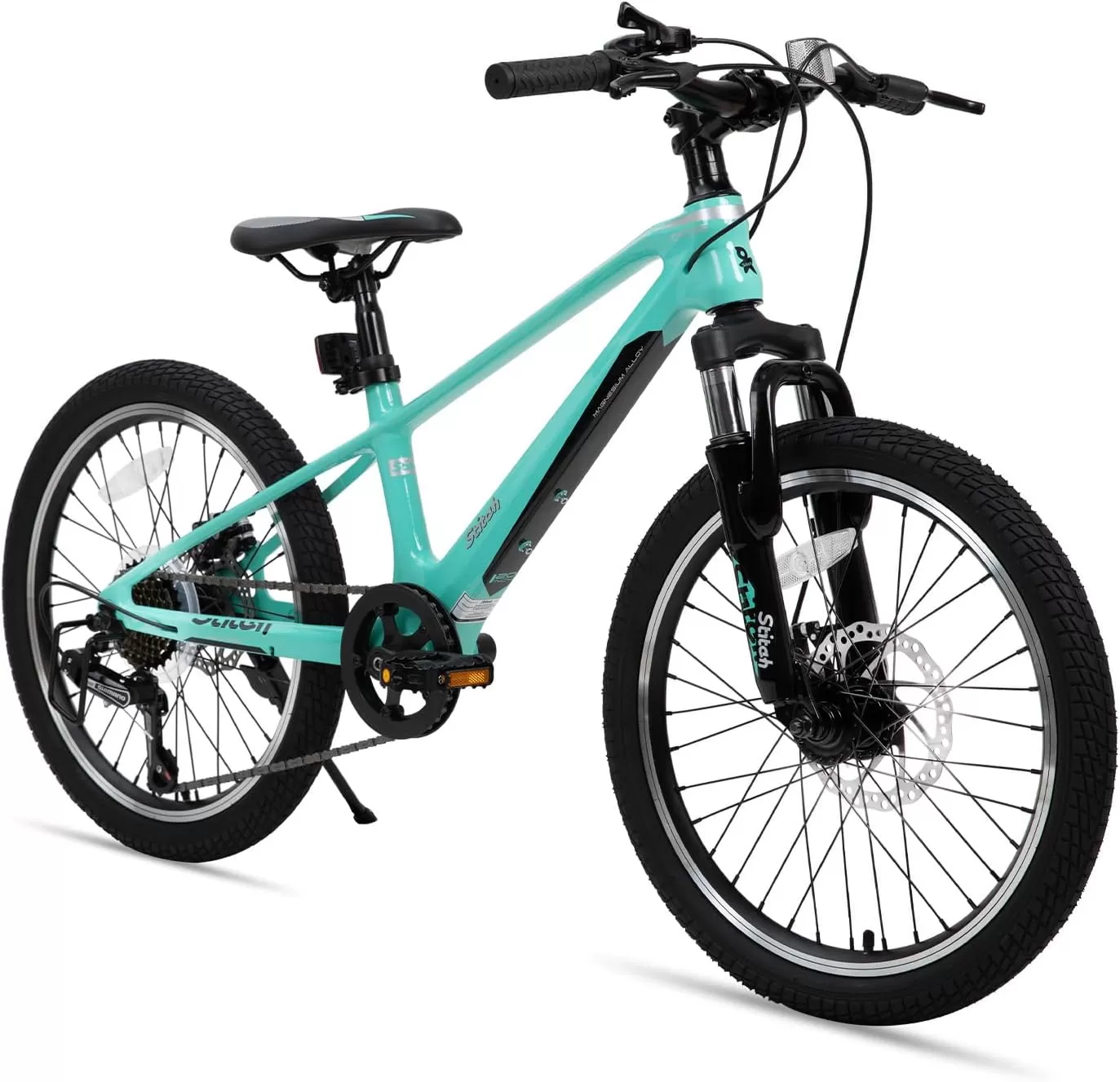 imageJOYSTAR 20 Inch Kids Bike for Ages 712 Year Old Boys Girls Magnesium Alloy Kids Mountain Bicycle with Shimano 7Speed ampamp Dual Disc Brake Muliple ColorsGreen