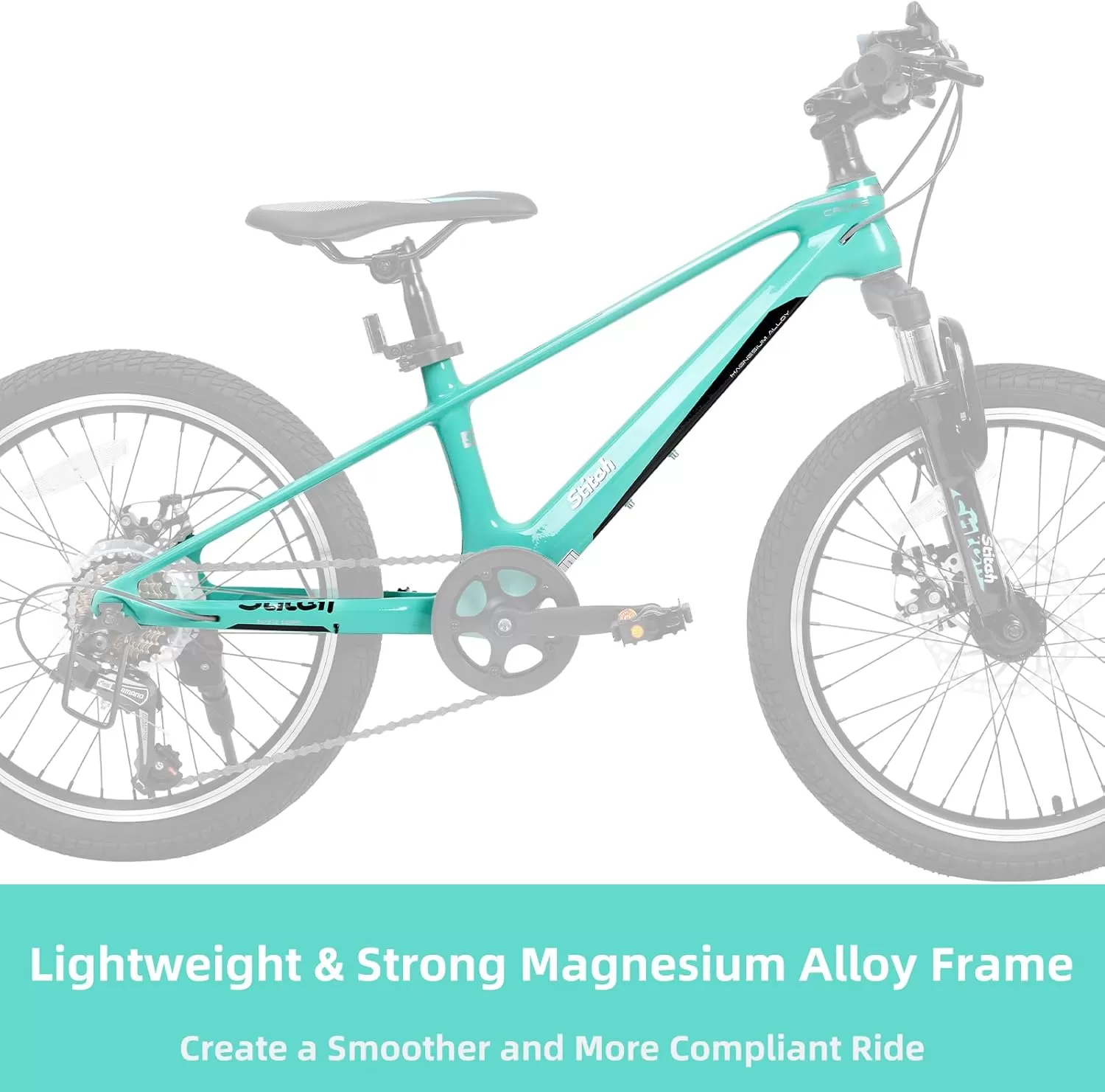 imageJOYSTAR 20 Inch Kids Bike for Ages 712 Year Old Boys Girls Magnesium Alloy Kids Mountain Bicycle with Shimano 7Speed ampamp Dual Disc Brake Muliple ColorsGreen