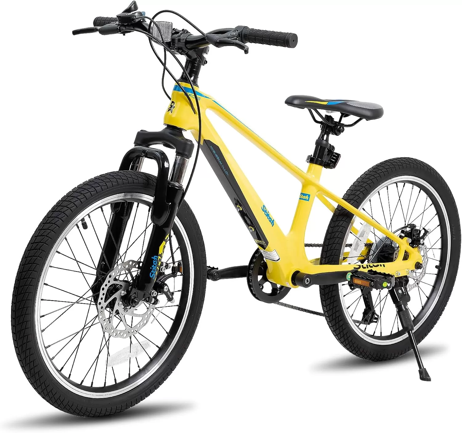 imageJOYSTAR 20 Inch Kids Bike for Ages 712 Year Old Boys Girls Magnesium Alloy Kids Mountain Bicycle with Shimano 7Speed ampamp Dual Disc Brake Muliple ColorsYellow