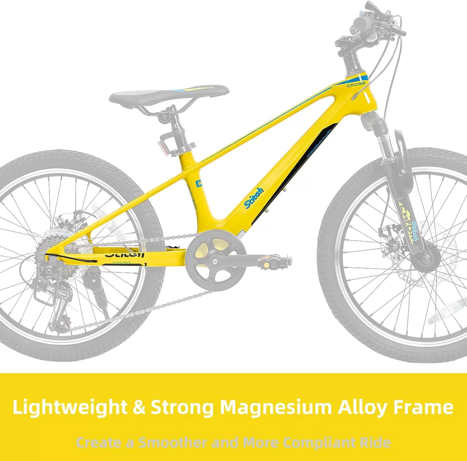 imageJOYSTAR 20 Inch Kids Bike for Ages 712 Year Old Boys Girls Magnesium Alloy Kids Mountain Bicycle with Shimano 7Speed ampamp Dual Disc Brake Muliple ColorsYellow