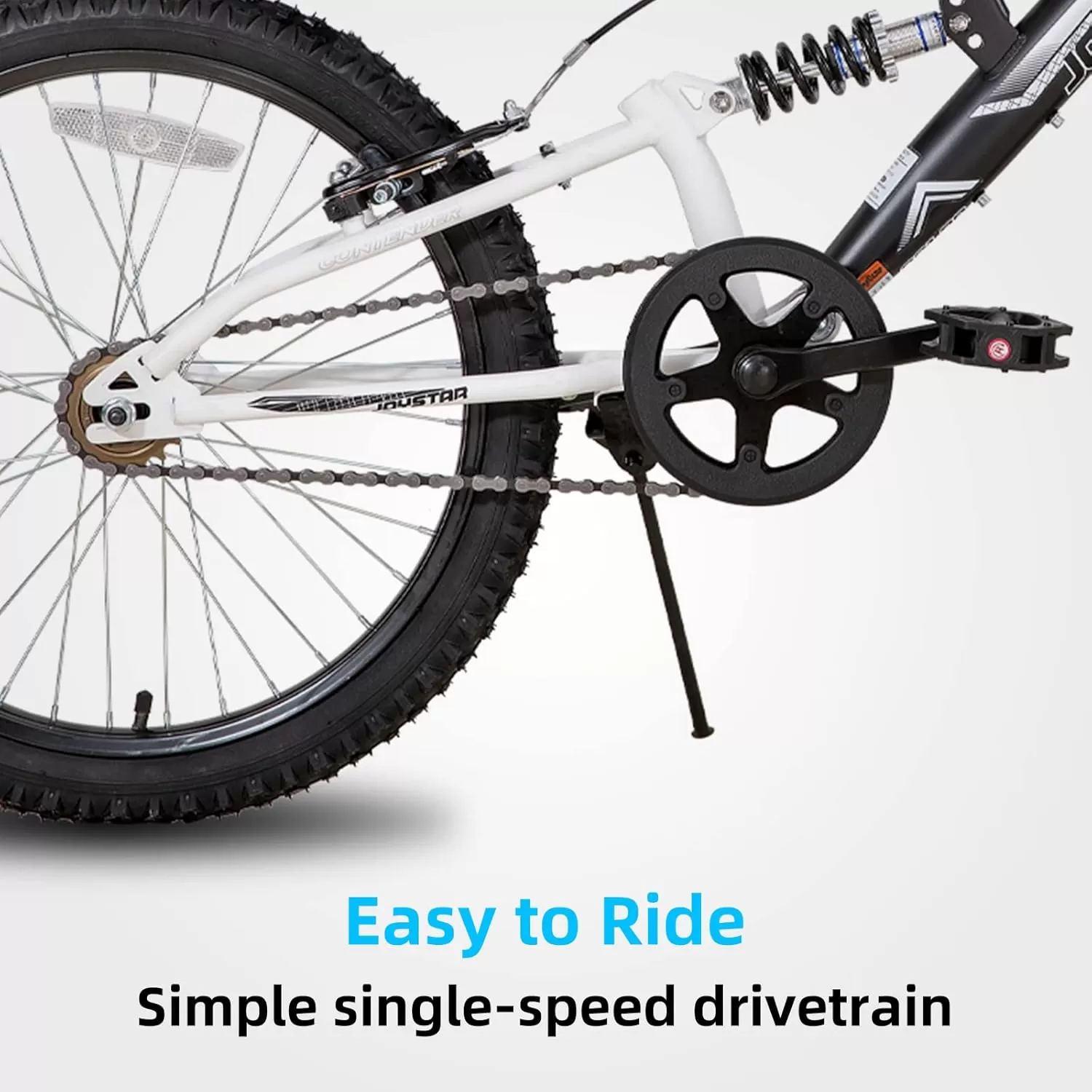 imageJOYSTAR 20 Inch Kids Bike for Boys Girls Ages 713 Years Old DualSuspension Kids Mountain Bike with Dual Handbrake ampamp Kickstand Multiple ColorsBlack