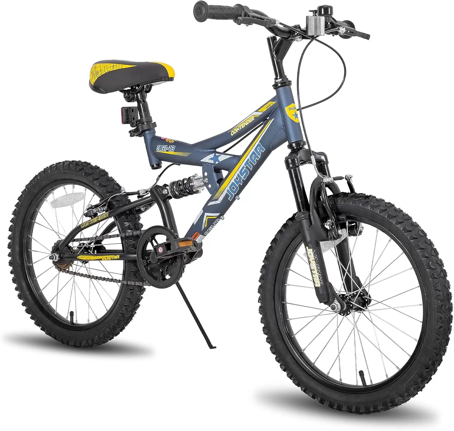 imageJOYSTAR 20 Inch Kids Bike for Boys Girls Ages 713 Years Old DualSuspension Kids Mountain Bike with Dual Handbrake ampamp Kickstand Multiple ColorsBlue