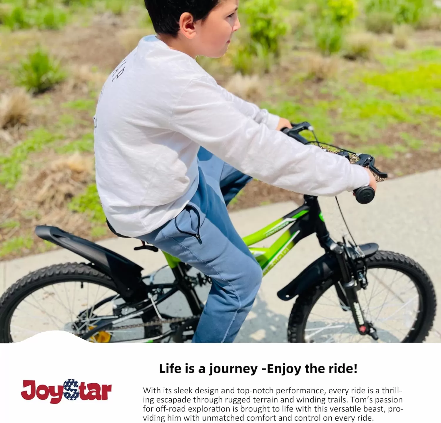 imageJOYSTAR 20 Inch Kids Bike for Boys Girls Ages 713 Years Old DualSuspension Kids Mountain Bike with Dual Handbrake ampamp Kickstand Multiple ColorsGreen