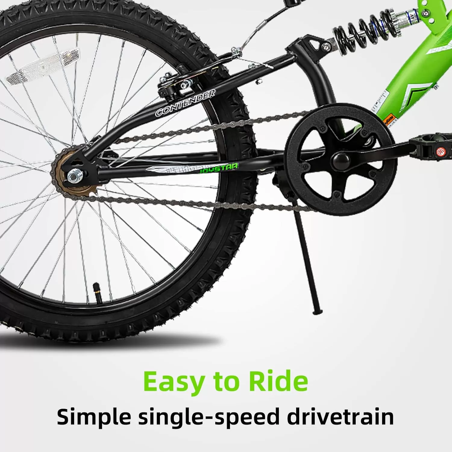 imageJOYSTAR 20 Inch Kids Bike for Boys Girls Ages 713 Years Old DualSuspension Kids Mountain Bike with Dual Handbrake ampamp Kickstand Multiple ColorsGreen