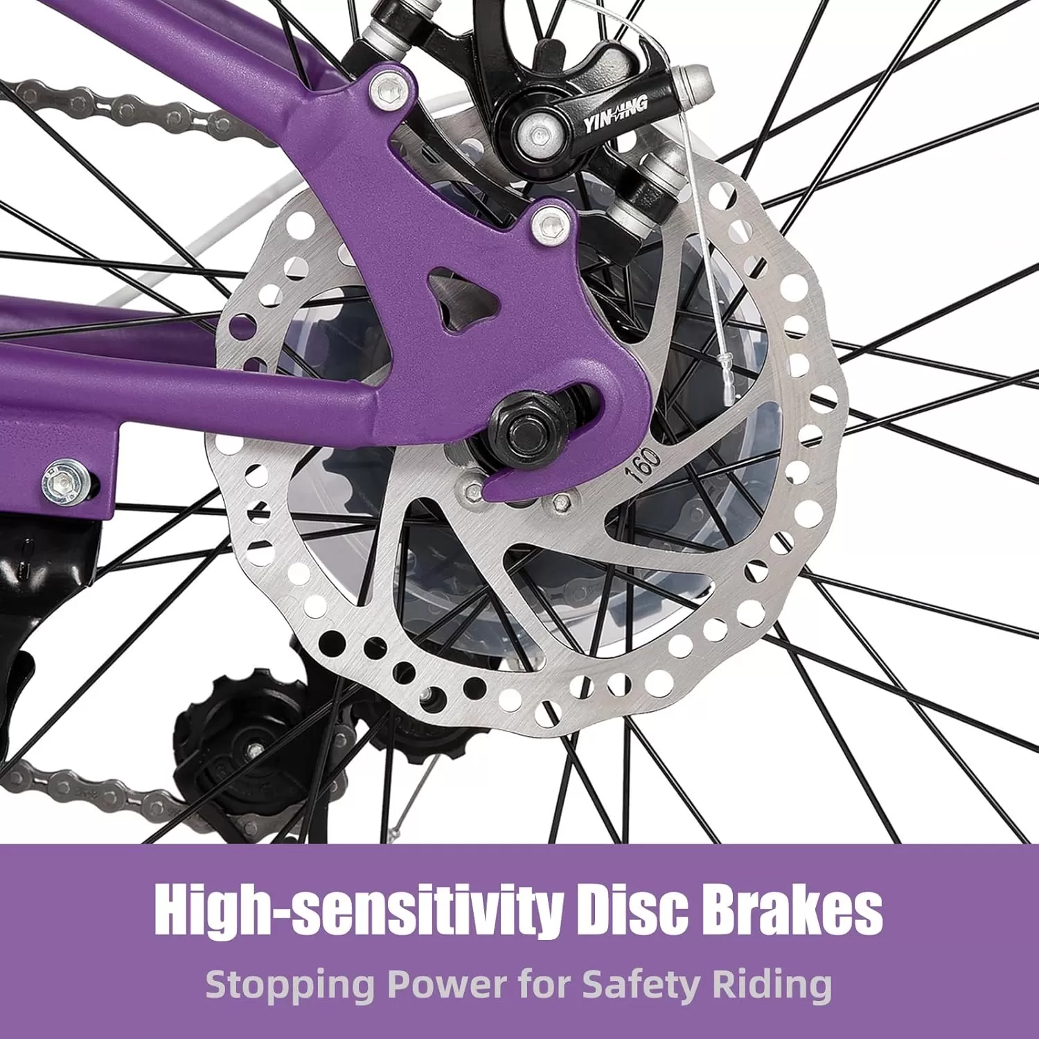 imageJOYSTAR 20 Inch Mountain Bike for Kids Ages 712 Year Old 3Inch Wide Knobby Tires 7 Speed Shimano Drivetrain Disc Brakes Fat Tire Kids Bicycles for Boys GirlsPurple