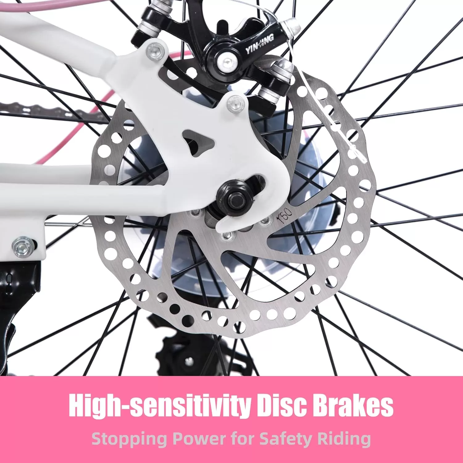 imageJOYSTAR 20 Inch Mountain Bike for Kids Ages 712 Year Old 3Inch Wide Knobby Tires 7 Speed Shimano Drivetrain Disc Brakes Fat Tire Kids Bicycles for Boys GirlsWhite