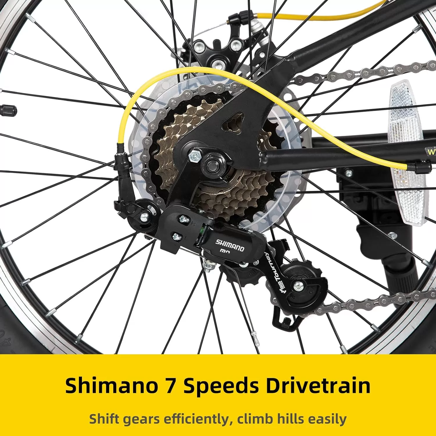 imageJOYSTAR 20 Inch Mountain Bike for Kids Ages 712 Year Old 3Inch Wide Knobby Tires 7 Speed Shimano Drivetrain Disc Brakes Fat Tire Kids Bicycles for Boys GirlsBlack