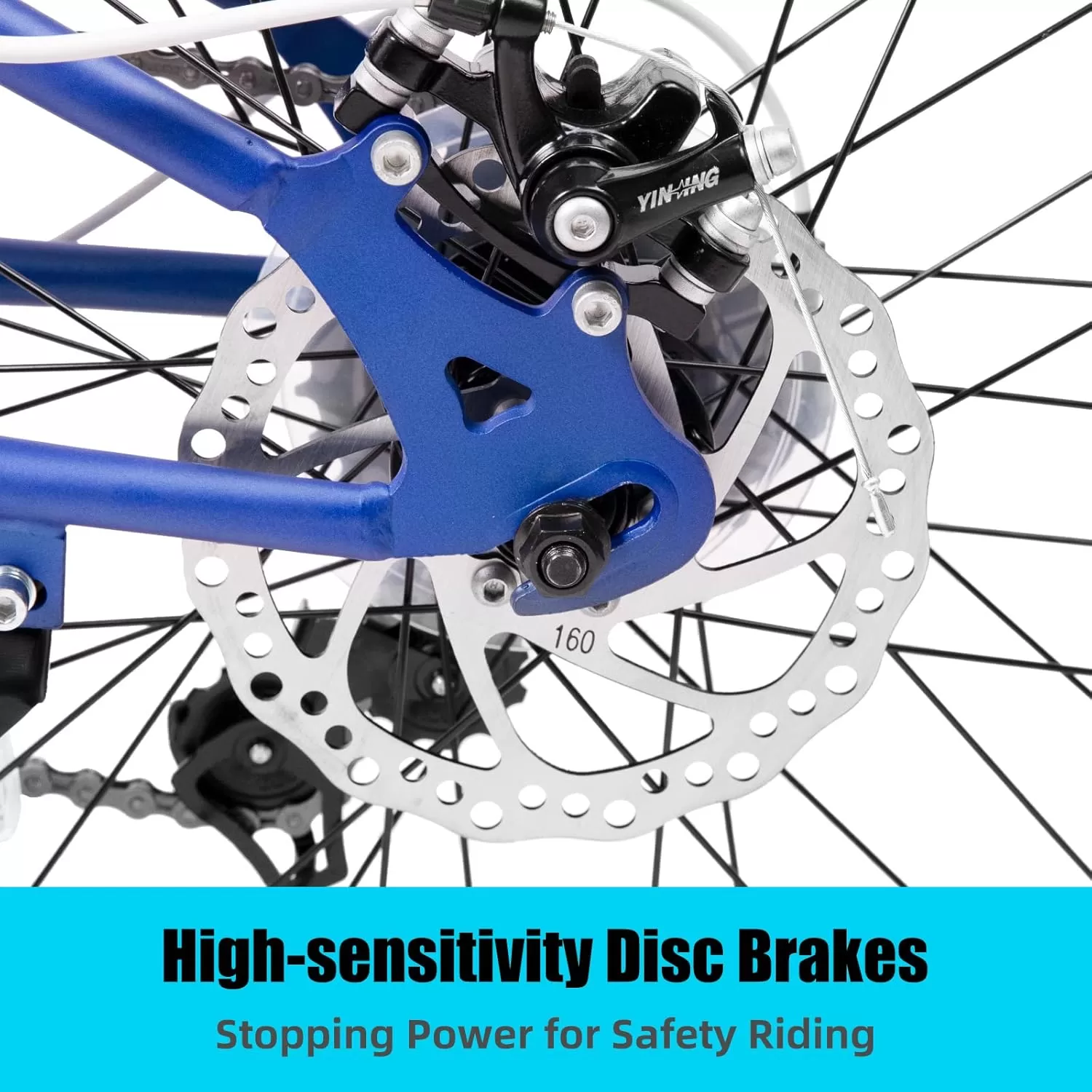 imageJOYSTAR 20 Inch Mountain Bike for Kids Ages 712 Year Old 3Inch Wide Knobby Tires 7 Speed Shimano Drivetrain Disc Brakes Fat Tire Kids Bicycles for Boys GirlsBlue