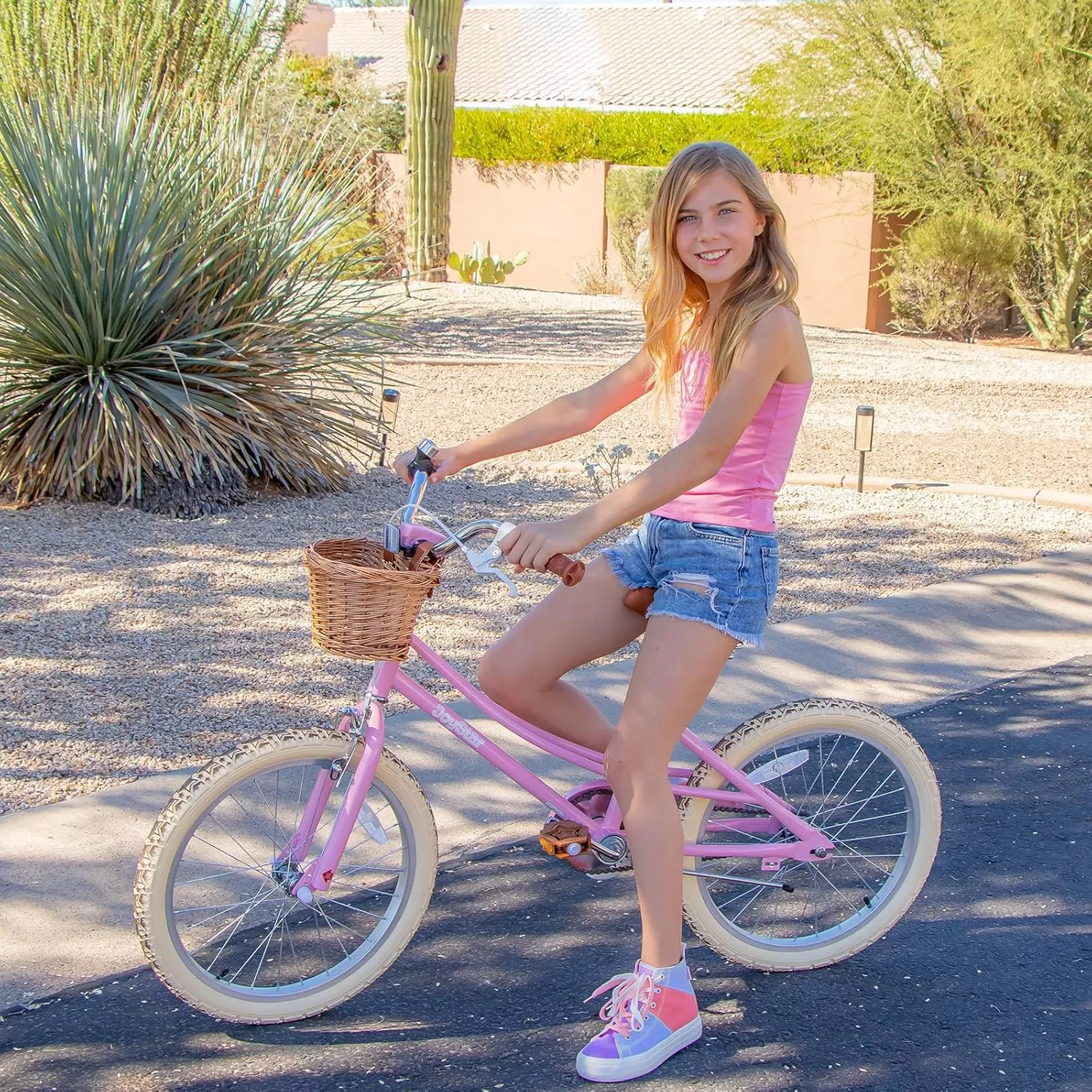 imageJOYSTAR Girls Bike for 212 Years Old Toddlers and Kids 12quot 14quot 16quot Kids Bike with Training Wheels 20 Inch Kids Bicycle with Kickstand Retro Style Kids BikesLight Pink