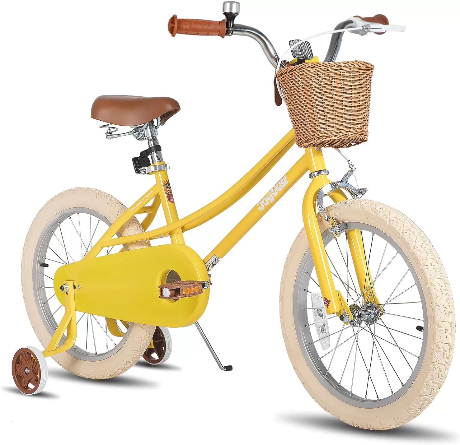 imageJOYSTAR Girls Bike for 212 Years Old Toddlers and Kids 12quot 14quot 16quot Kids Bike with Training Wheels 20 Inch Kids Bicycle with Kickstand Retro Style Kids BikesSunny Yellow