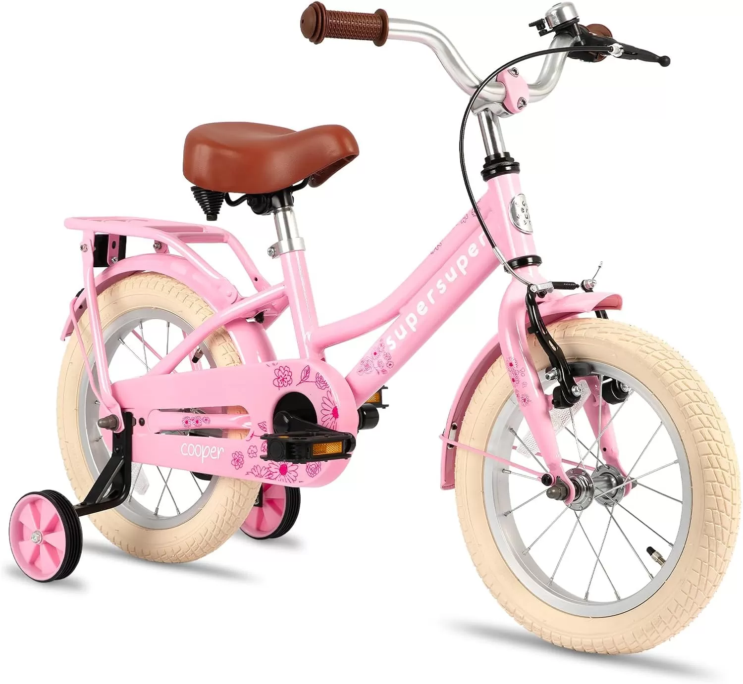 imageJOYSTAR Girls Bike for 212 Years Old Toddlers and Kids 12quot 14quot 16quot Kids Bike with Training Wheels 20 Inch Kids Bicycle with Kickstand Retro Style Kids BikesZPink