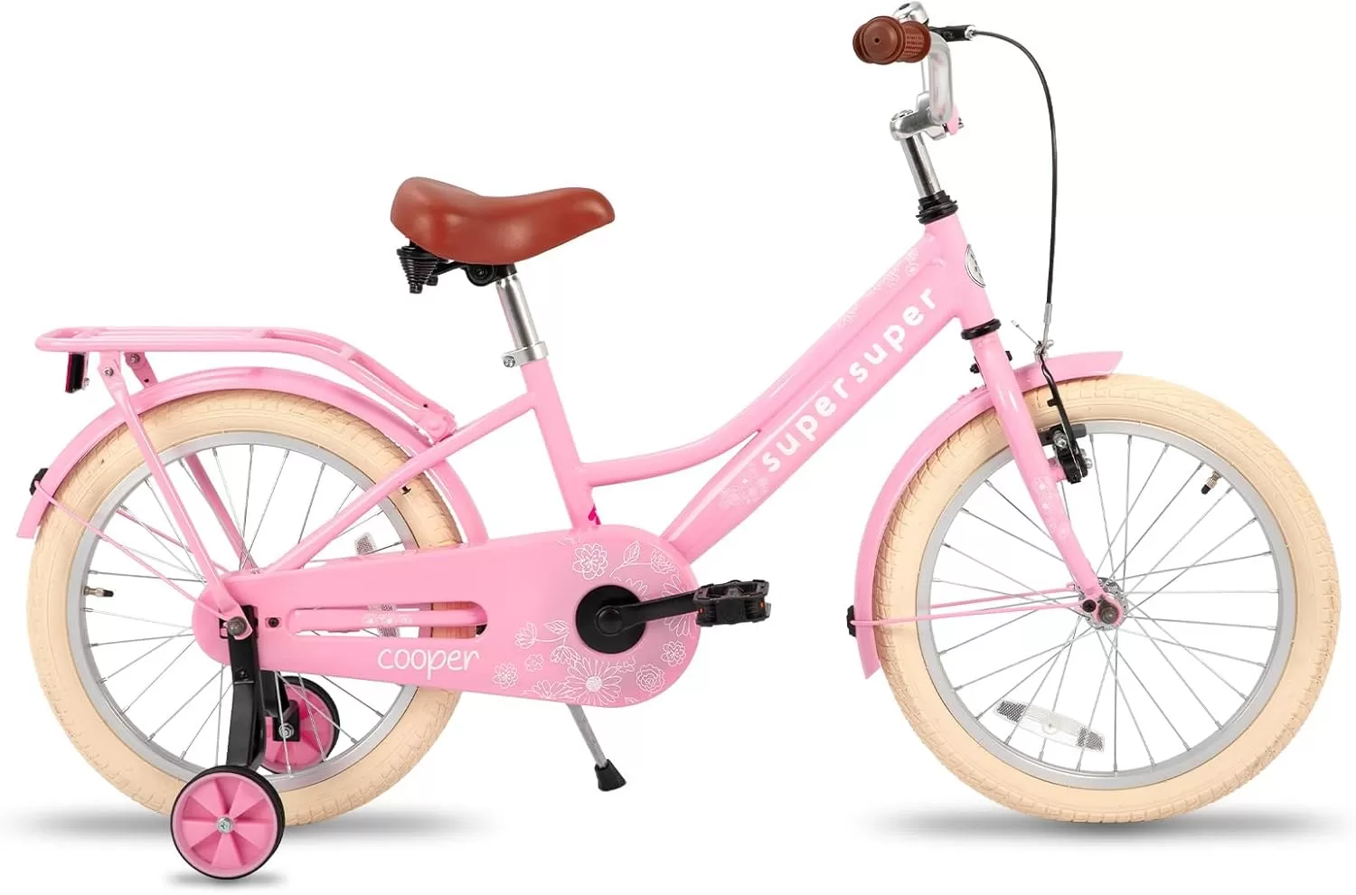 imageJOYSTAR Girls Bike for 212 Years Old Toddlers and Kids 12quot 14quot 16quot Kids Bike with Training Wheels 20 Inch Kids Bicycle with Kickstand Retro Style Kids BikesZPink