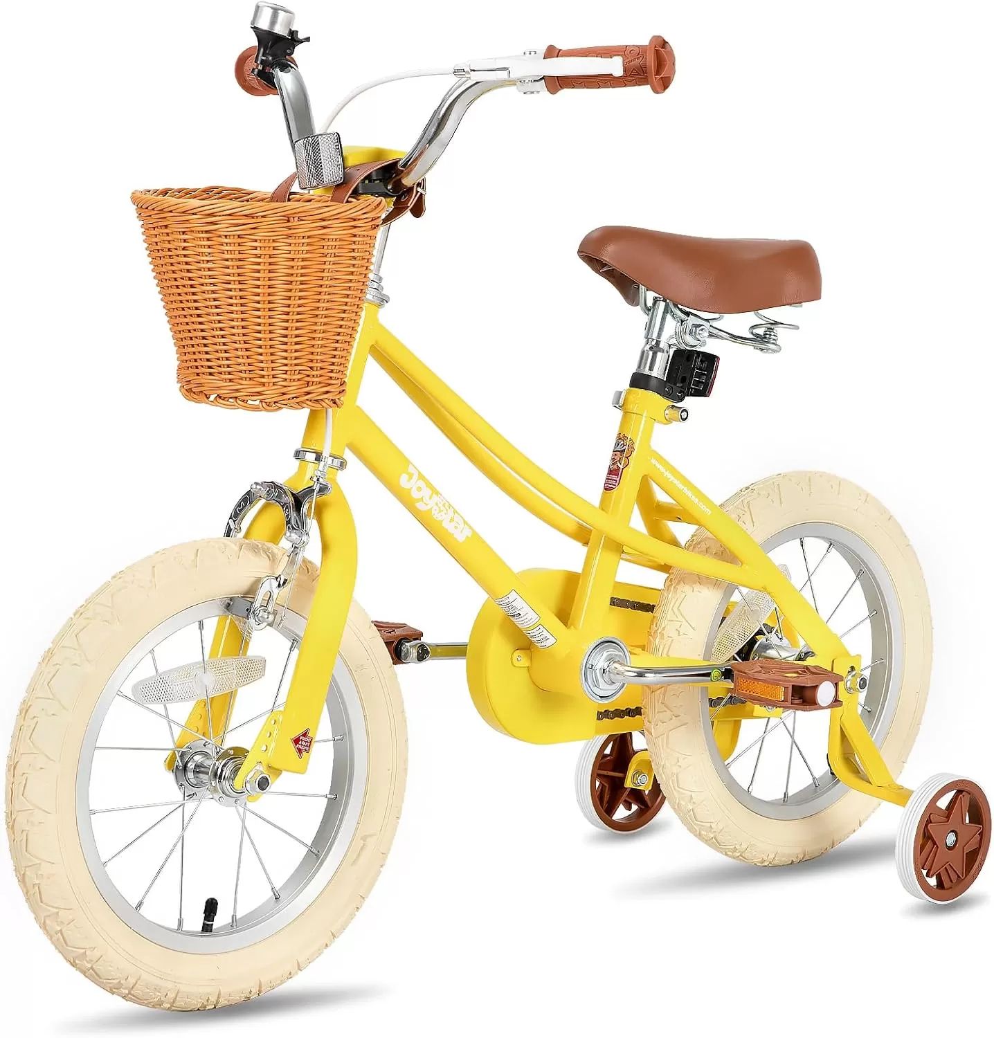 imageJOYSTAR Girls Bike for 212 Years Old Toddlers and Kids 12quot 14quot 16quot Kids Bike with Training Wheels 20 Inch Kids Bicycle with Kickstand Retro Style Kids BikesSunny Yellow