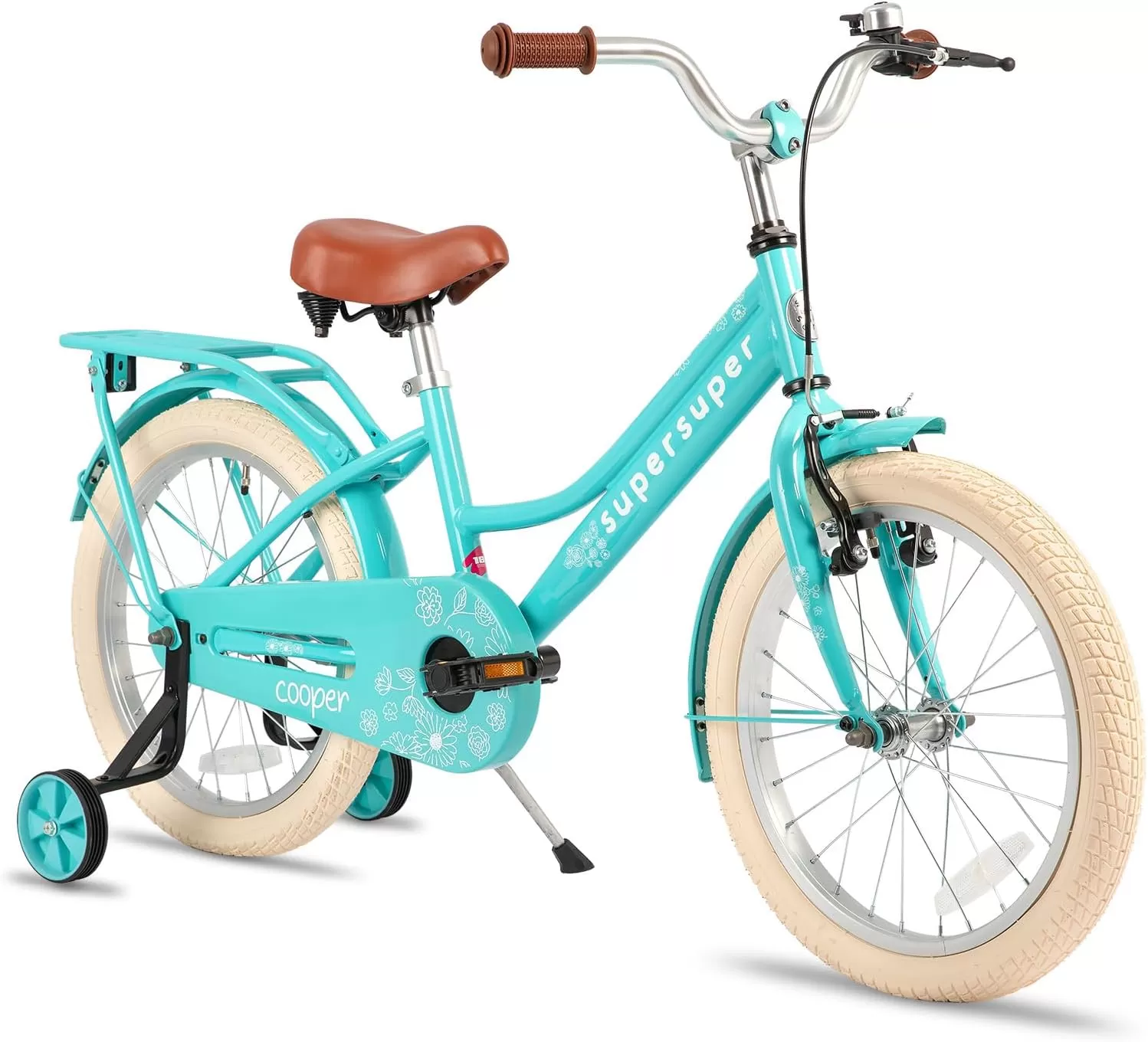 imageJOYSTAR Girls Bike for 212 Years Old Toddlers and Kids 12quot 14quot 16quot Kids Bike with Training Wheels 20 Inch Kids Bicycle with Kickstand Retro Style Kids BikesZGreen
