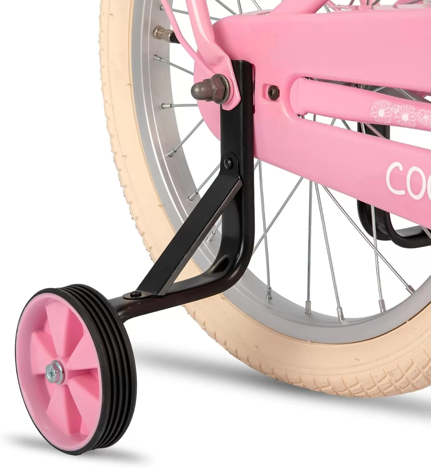 imageJOYSTAR Girls Bike for 212 Years Old Toddlers and Kids 12quot 14quot 16quot Kids Bike with Training Wheels 20 Inch Kids Bicycle with Kickstand Retro Style Kids BikesZPink