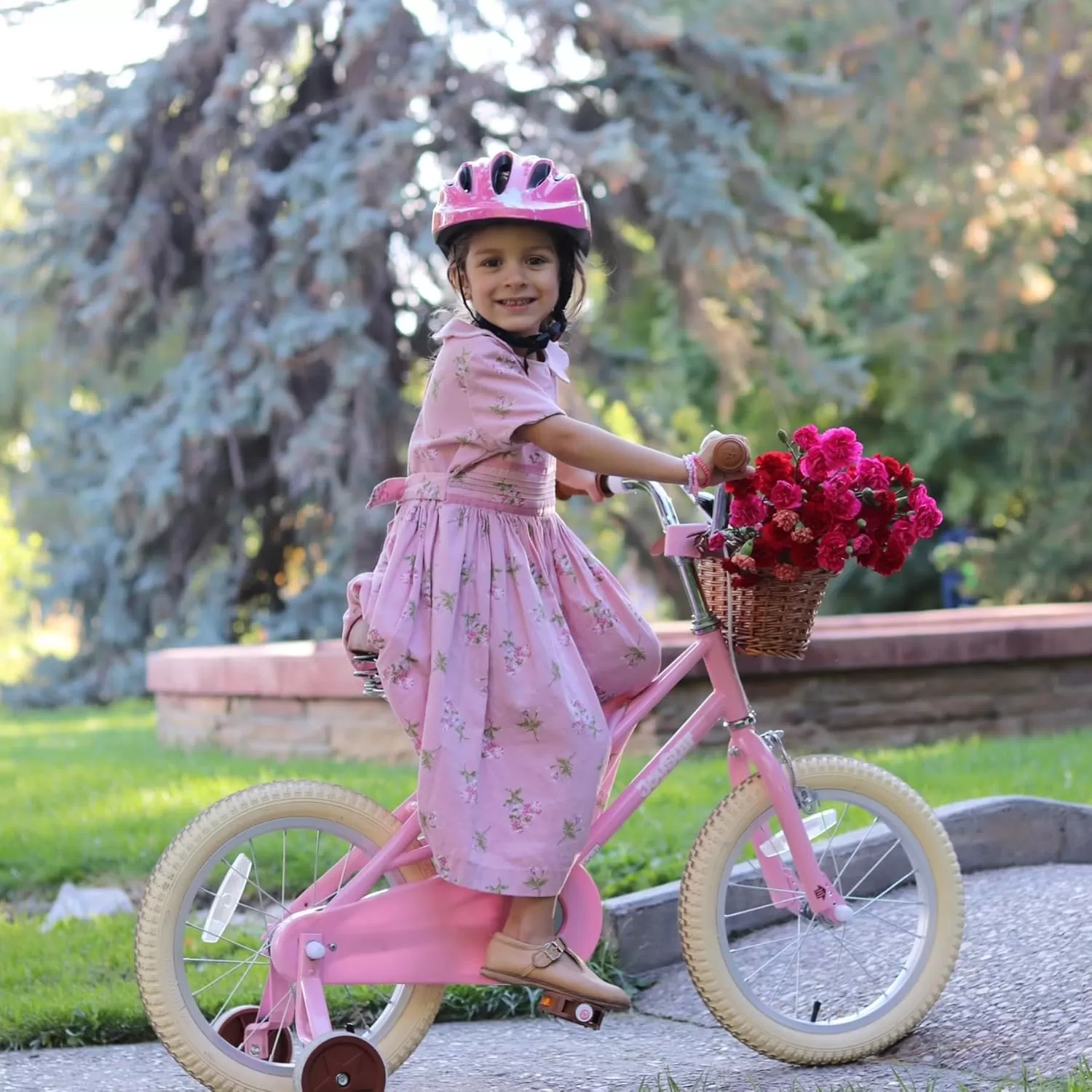imageJOYSTAR Girls Bike for 212 Years Old Toddlers and Kids 12quot 14quot 16quot Kids Bike with Training Wheels 20 Inch Kids Bicycle with Kickstand Retro Style Kids BikesLight Pink