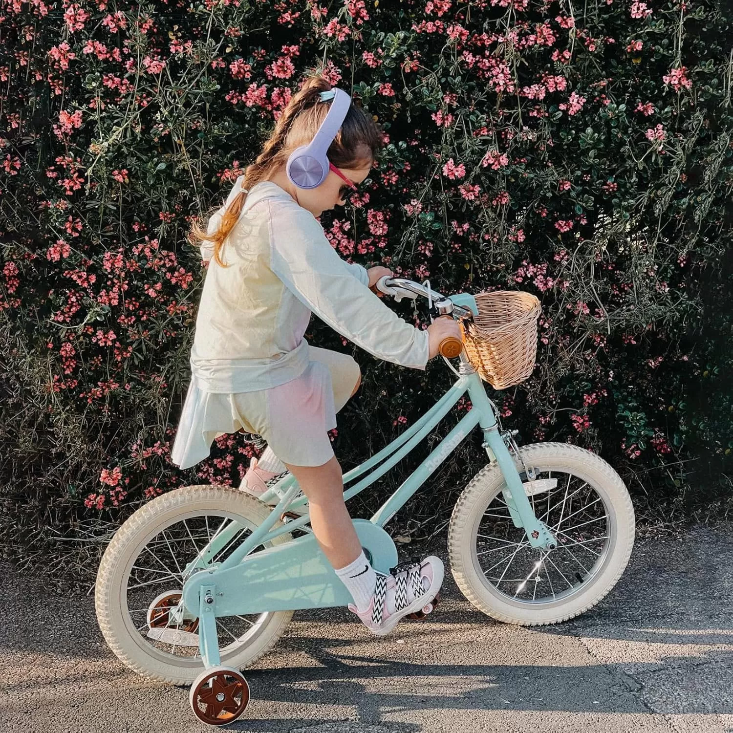 imageJOYSTAR Girls Bike for 212 Years Old Toddlers and Kids 12quot 14quot 16quot Kids Bike with Training Wheels 20 Inch Kids Bicycle with Kickstand Retro Style Kids BikesMint Green