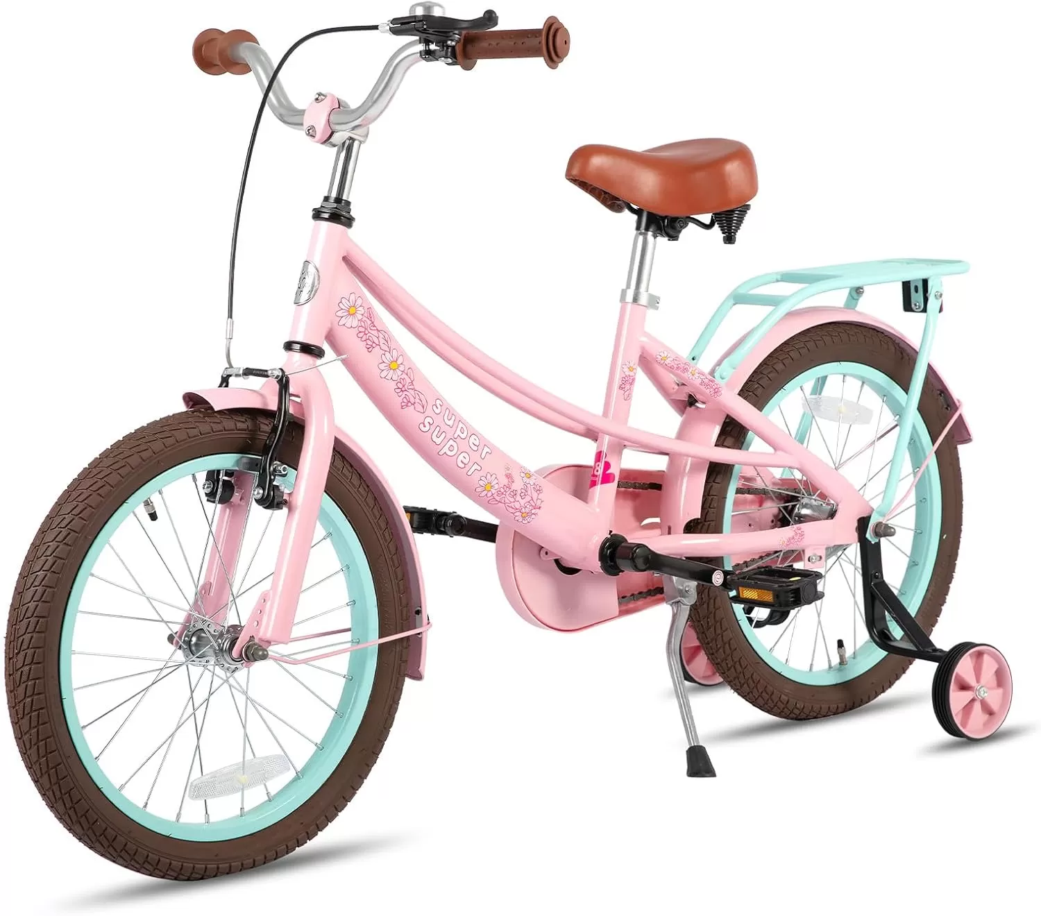 imageJOYSTAR Girls Bike for Toddlers and Kids Age 310 Years 14 16 18 Inch Kids Bike with Training Wheels and Handbrakes 20Inch Girls Bike Multiple ColorsLola Pink