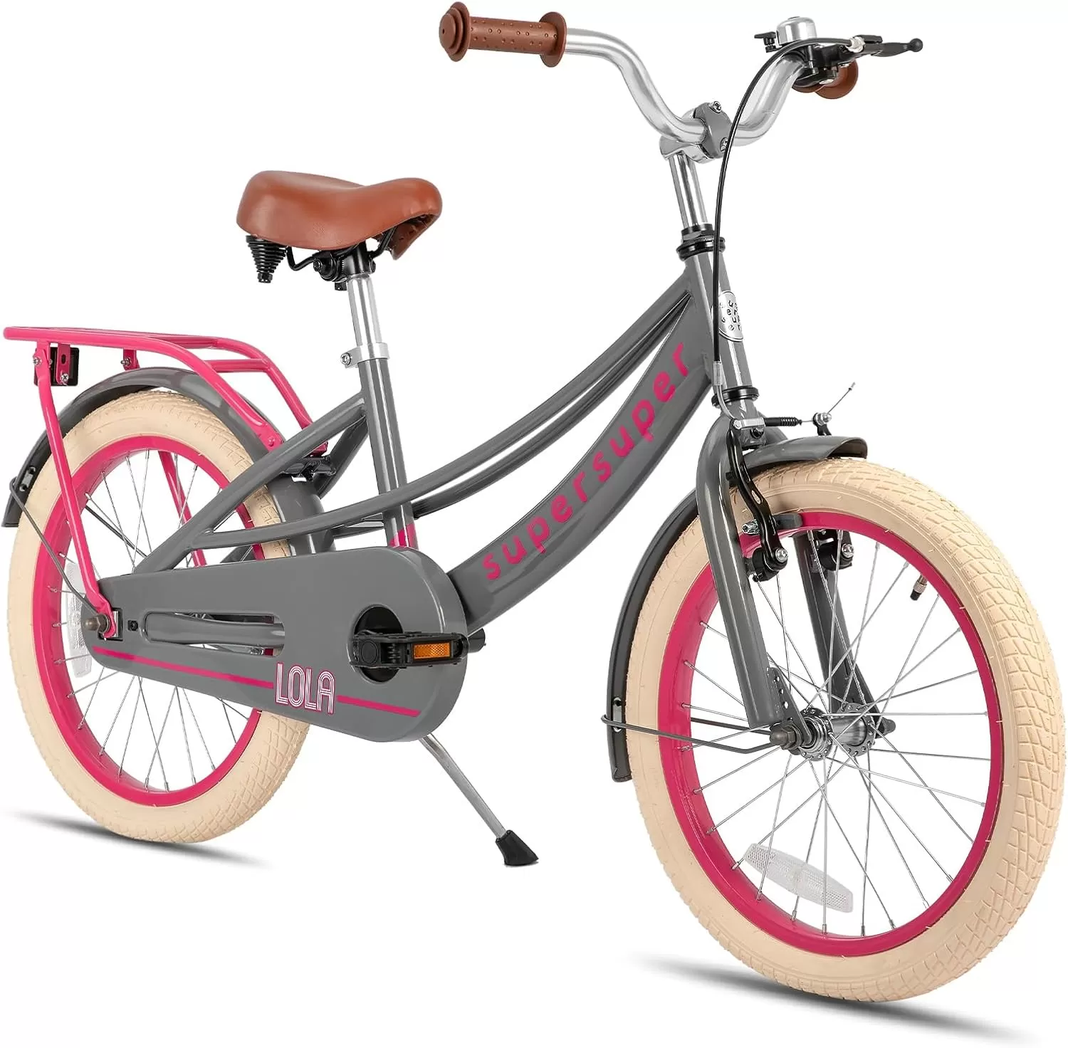 imageJOYSTAR Girls Bike for Toddlers and Kids Age 310 Years 14 16 18 Inch Kids Bike with Training Wheels and Handbrakes 20Inch Girls Bike Multiple ColorsLola Grey