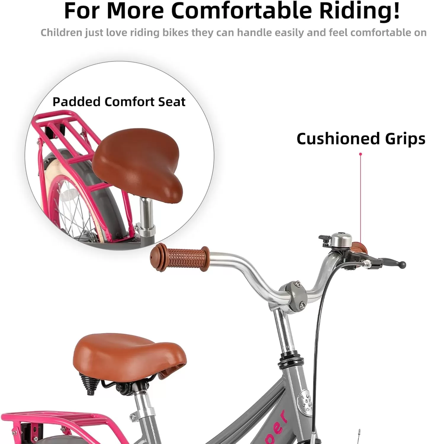 imageJOYSTAR Girls Bike for Toddlers and Kids Age 310 Years 14 16 18 Inch Kids Bike with Training Wheels and Handbrakes 20Inch Girls Bike Multiple ColorsLola Grey