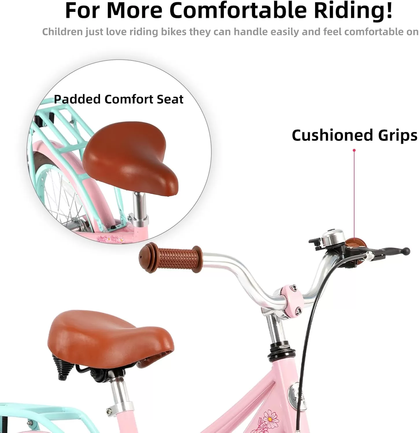 imageJOYSTAR Girls Bike for Toddlers and Kids Age 310 Years 14 16 18 Inch Kids Bike with Training Wheels and Handbrakes 20Inch Girls Bike Multiple ColorsLola Pink