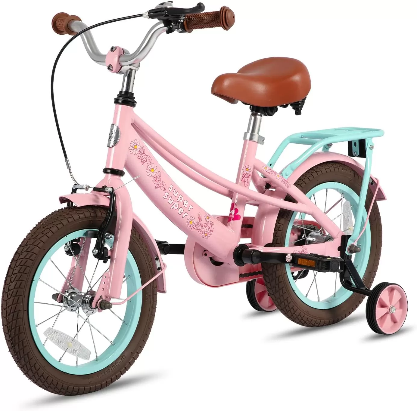imageJOYSTAR Girls Bike for Toddlers and Kids Age 310 Years 14 16 18 Inch Kids Bike with Training Wheels and Handbrakes 20Inch Girls Bike Multiple ColorsLola Pink