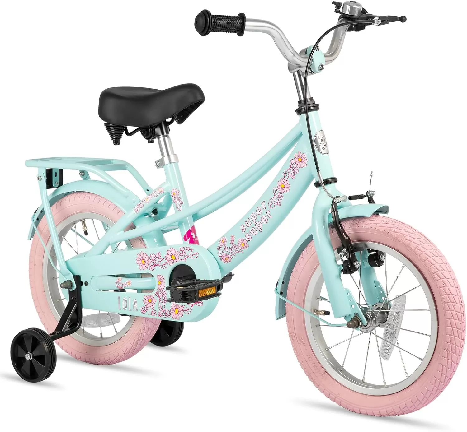 imageJOYSTAR Girls Bike for Toddlers and Kids Age 310 Years 14 16 18 Inch Kids Bike with Training Wheels and Handbrakes 20Inch Girls Bike Multiple ColorsLola Green
