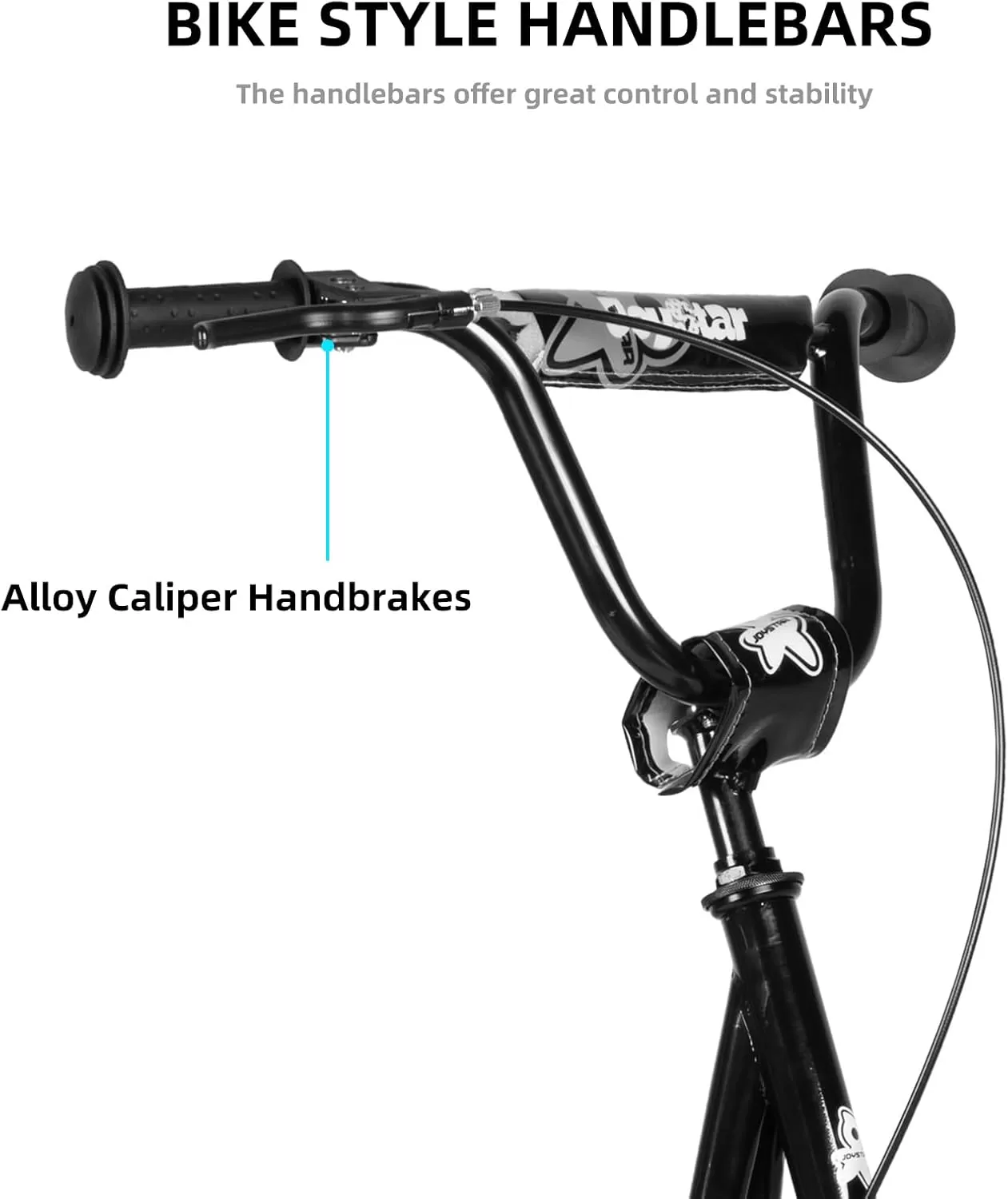 imageJOYSTAR Kick Scooter for Ages 59 Years Old Boys Girls 12 Inch Big Wheels Scooters for Kids Teens and Adults Rear Brake and Adjustable Handlebar Kids ScooterBlack