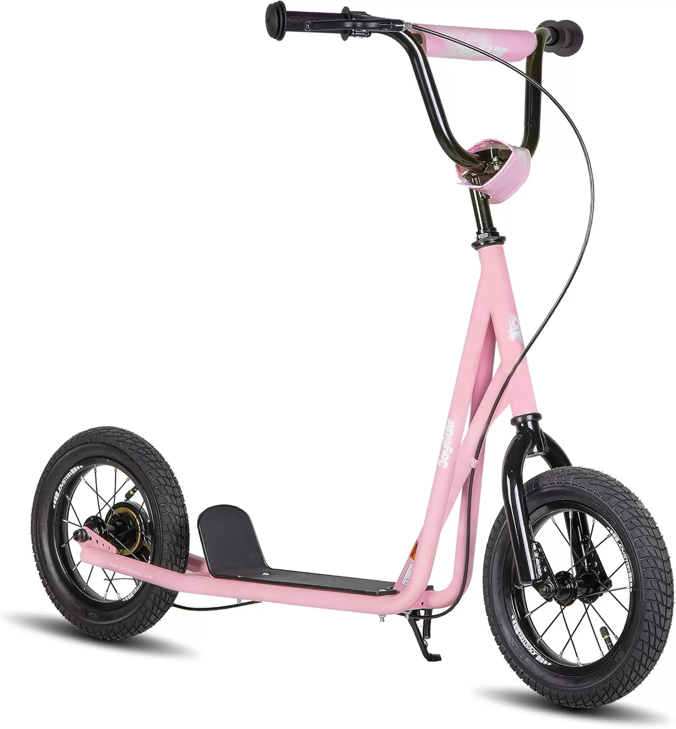 imageJOYSTAR Kick Scooter for Ages 59 Years Old Boys Girls 12 Inch Big Wheels Scooters for Kids Teens and Adults Rear Brake and Adjustable Handlebar Kids ScooterPink